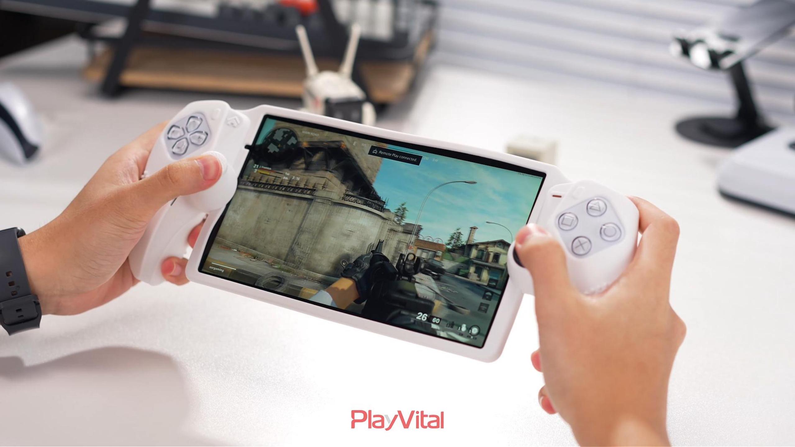 thumbnail video image 2 of PS Portal Protective Case - PlayVital 3D Anti-Slip Silicone Cover w/ Thumb Grips (Purple), 2 of 11