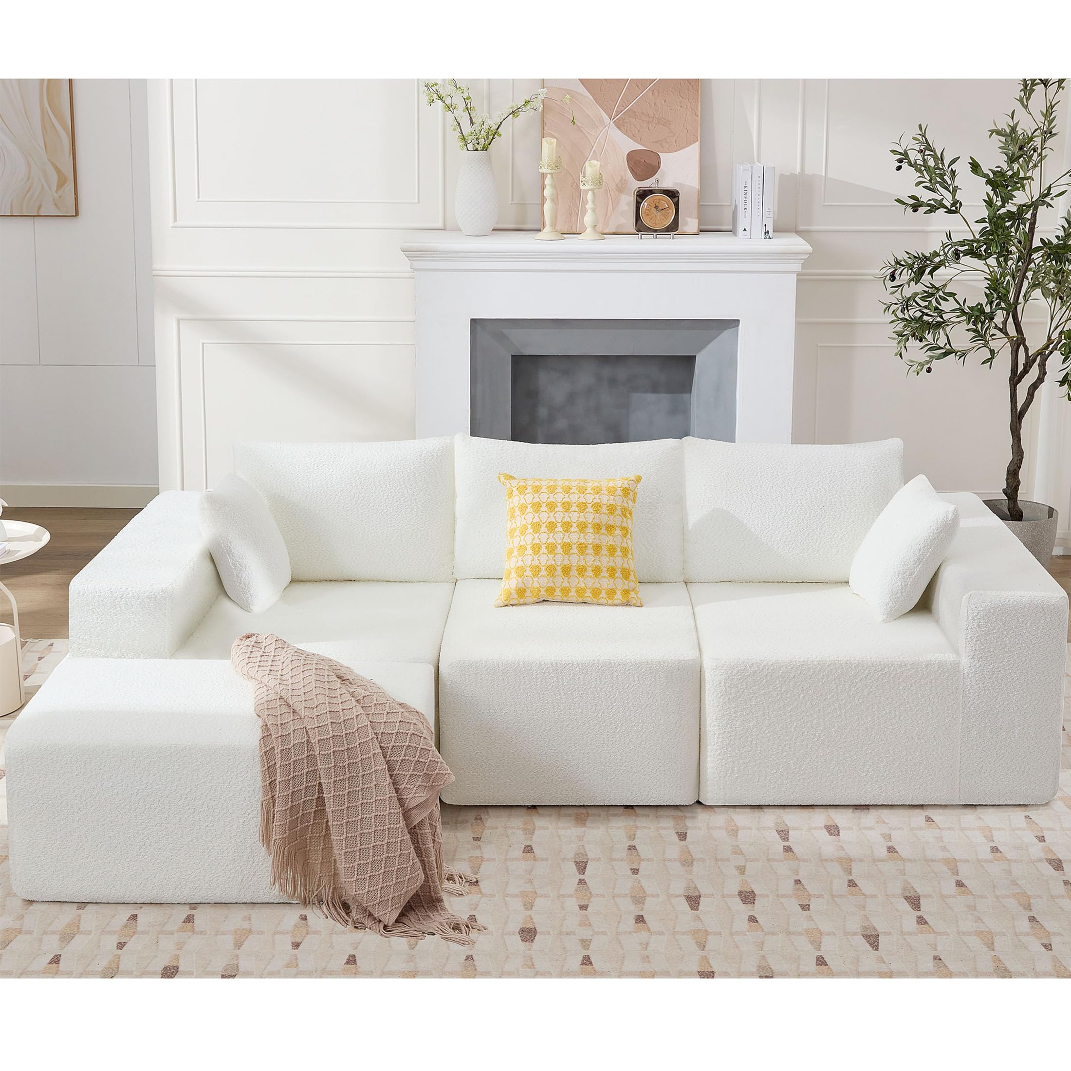 thumbnail video image 2 of JONPONY 103" Modular Sectional Sofa, L Shaped Cloud Sectional Couch with Deep Seats, Modern Boneless Couch with Chaise, No Assembly Foam Couches, Upholstered Couches for Living Room & Bedroom,Beige, 2 of 9