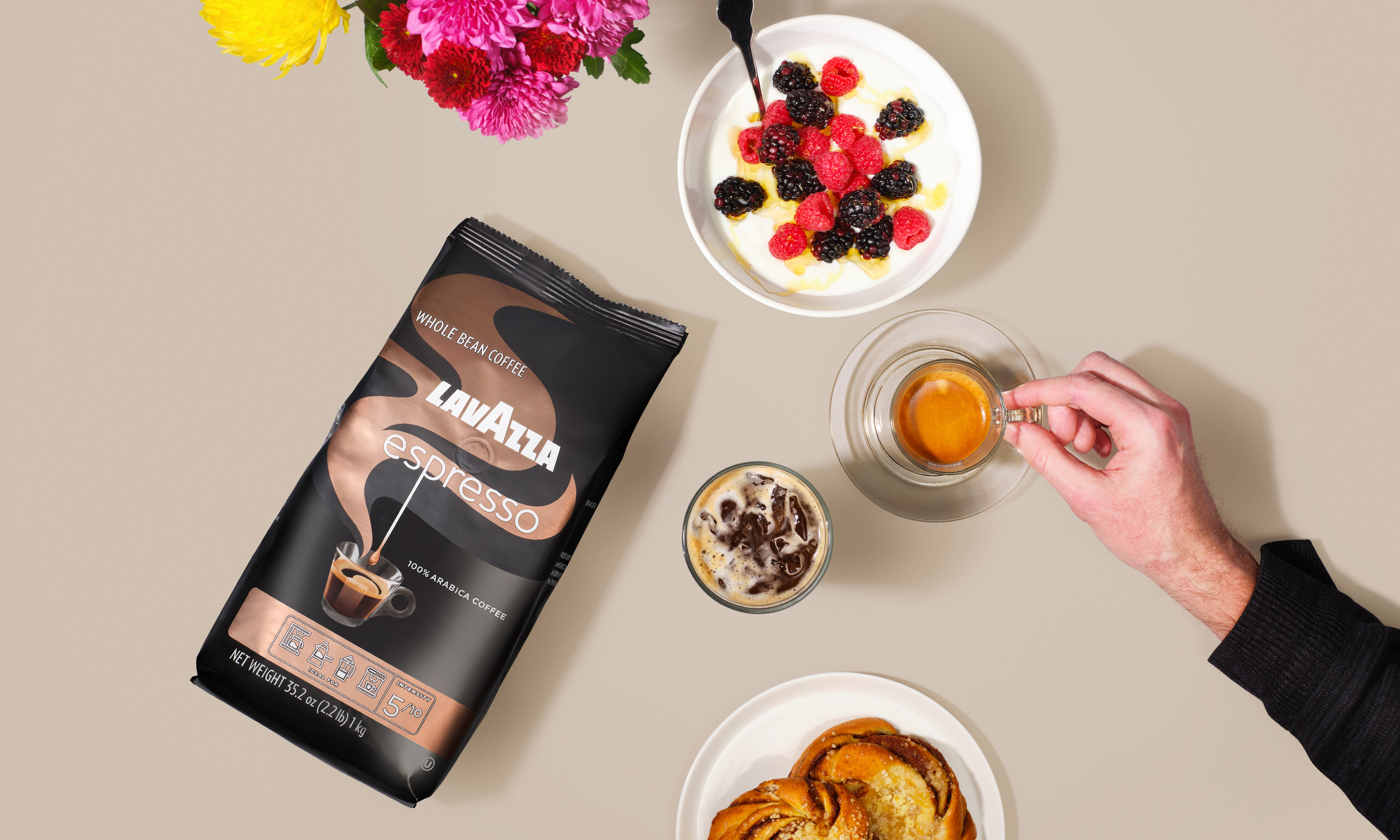 thumbnail video image 2 of Lavazza Espresso Whole Bean Coffee, Medium Roast, 100% Arabica, 2.2 lb Bag, 2 of 10