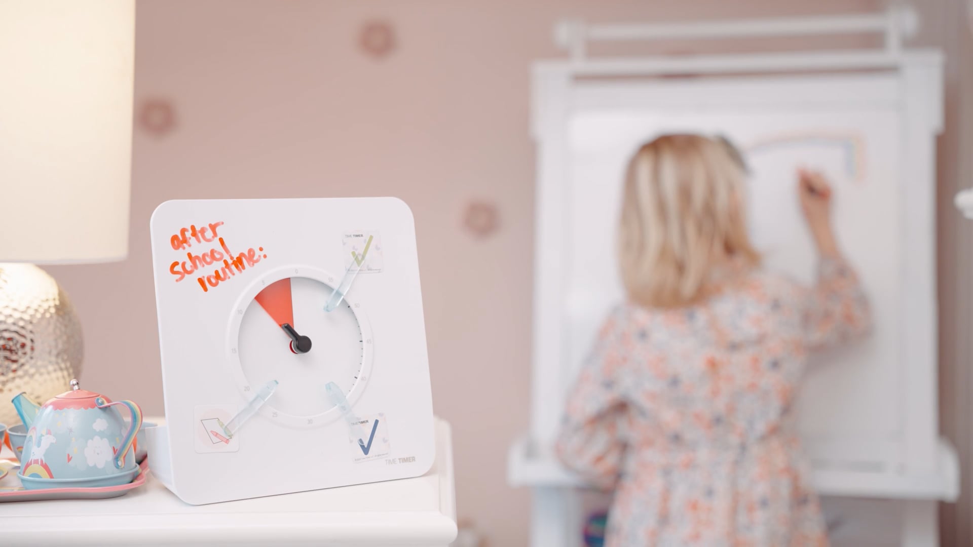 thumbnail video image 2 of TIME TIMER 8 inch Visual Timer With Visual Schedule Kit - 60 Minute Kids Desk Countdown Clock, 2 of 6