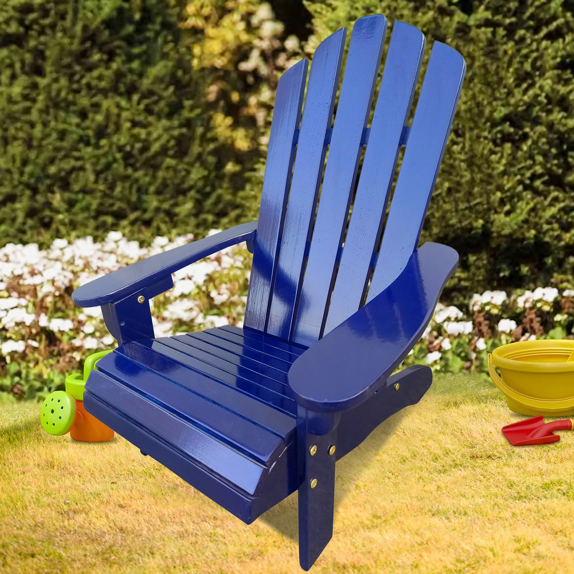 thumbnail video image 2 of JONPONY Children Outsunny Wooden Adirondack Chair, Ergonomic Design Patio Lawn Chair for Outside Deck Garden Backyard Balcony,Blue, 2 of 15