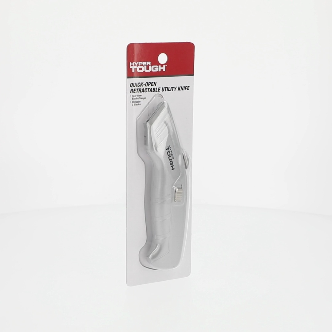 Hyper Tough Utility Knife with Retractable Blade, 3 Cutting