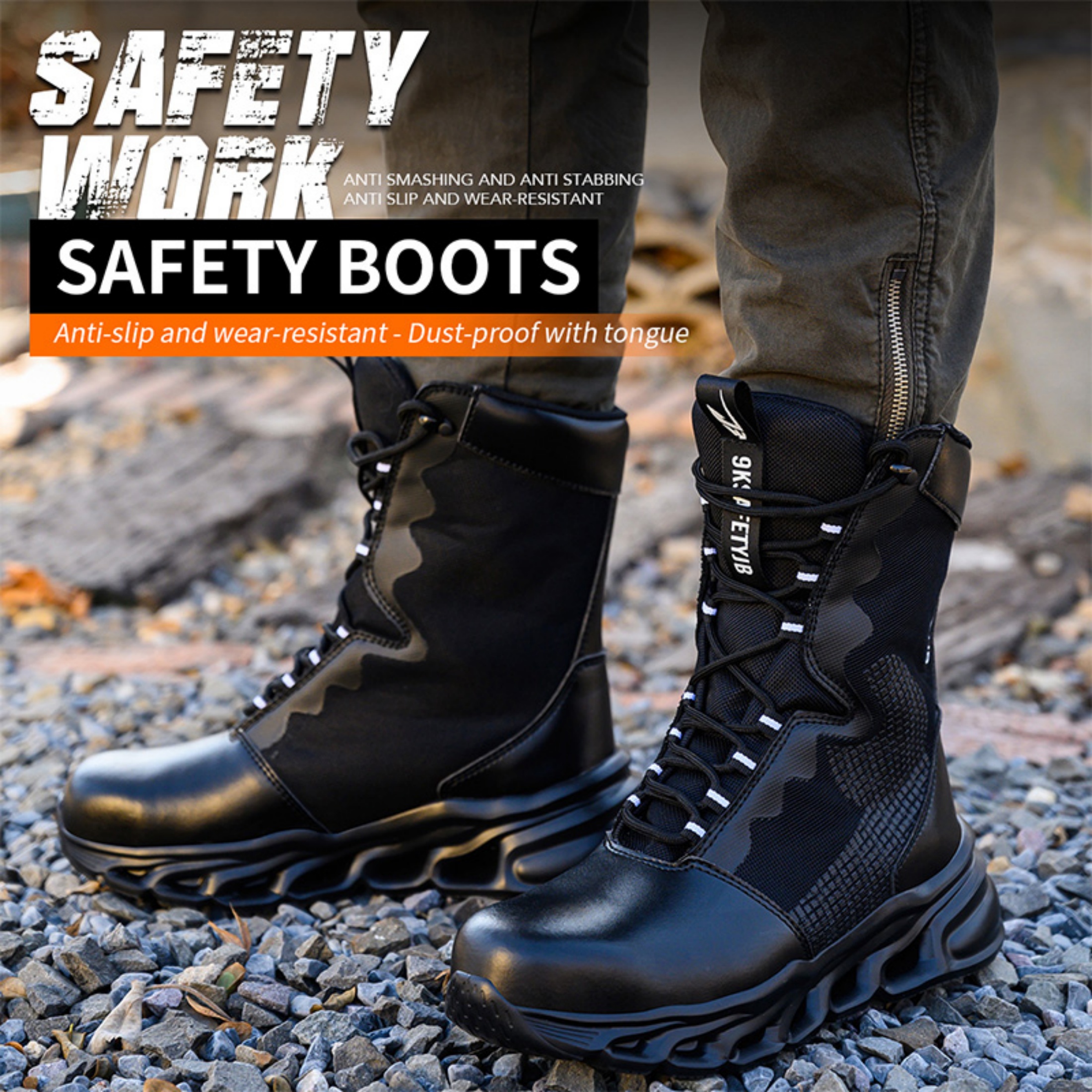 thumbnail video image 2 of SKIUHS Men's Tactical Work Boots Lightweight Military Style, Comfortable, Durable and Breathable for Outdoors, 2 of 9