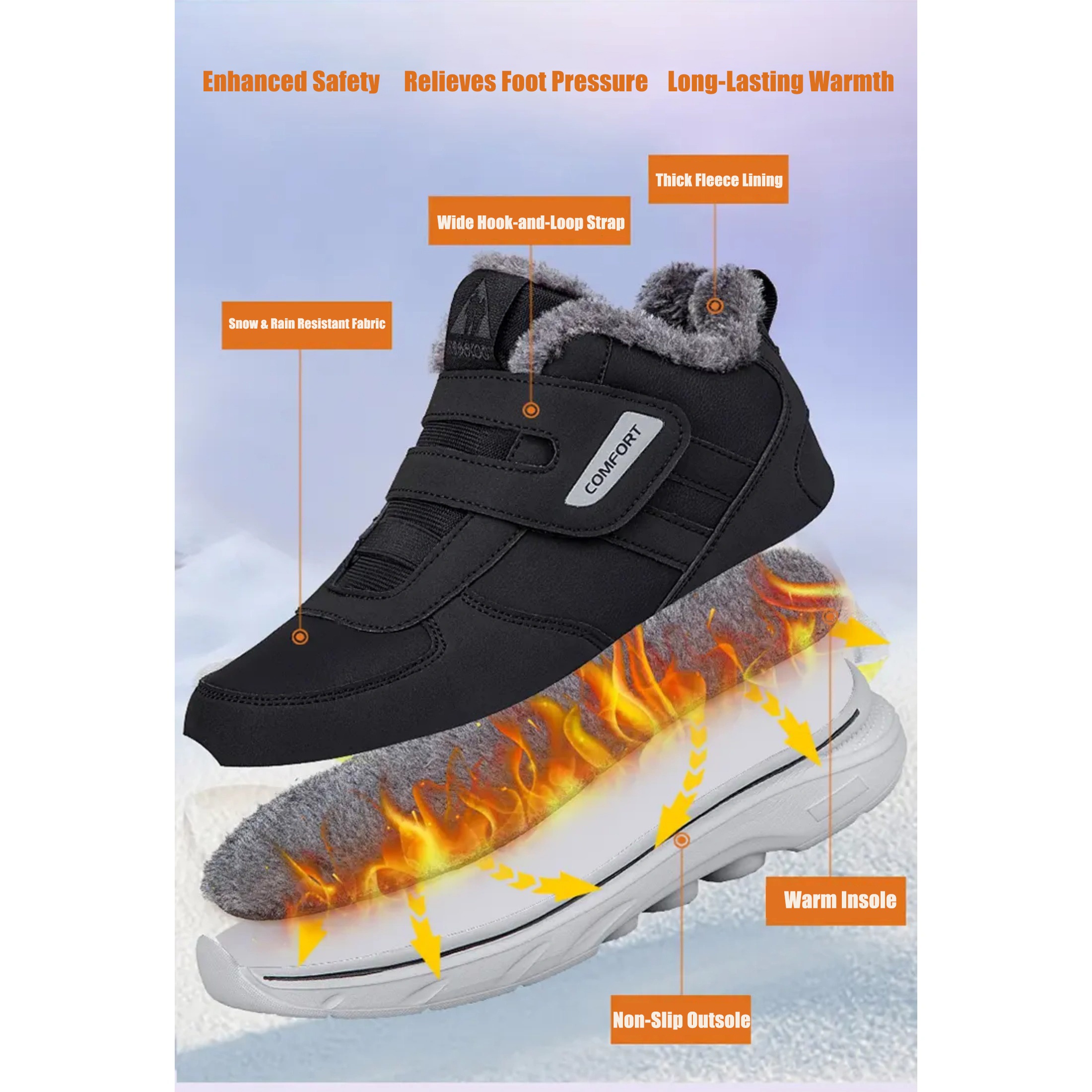 thumbnail video image 2 of SKIUHS Diabetic Shoes Extra Wide Width Diabetic Boots Warm Slip-on Lymphedema Shoes Adjustable Closure Walking Shoes for Elderly Swollen Feet, 2 of 9