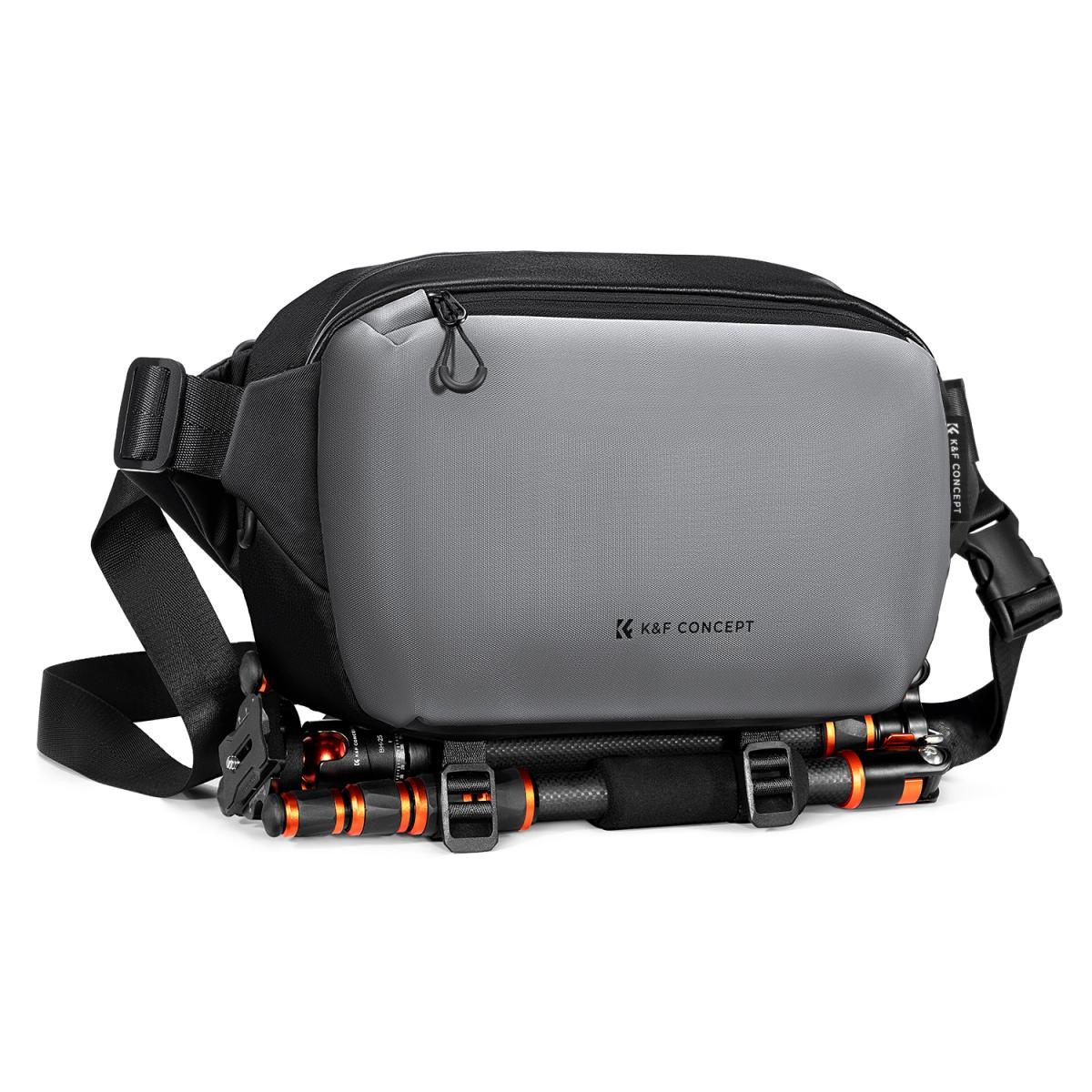 thumbnail video image 2 of K&F Concept Waterproof Camera Sling Bag,Crossbody Bag Camera Photography Bags for Mirrorless Cameras/Tripod Holder with Removable Divider for Travel, 2 of 10