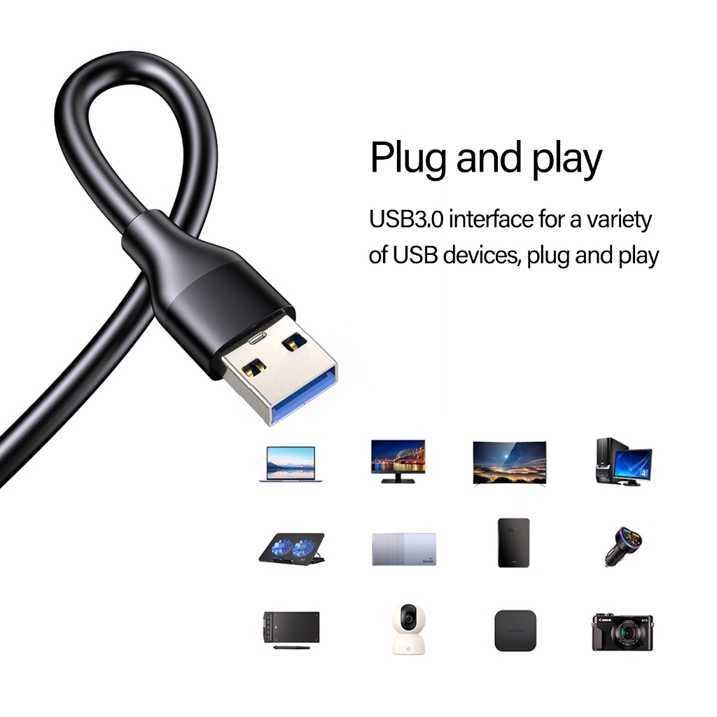 thumbnail video image 2 of Yiran USB 3.0 Male to Male Data Cable 25cm, 2 of 9