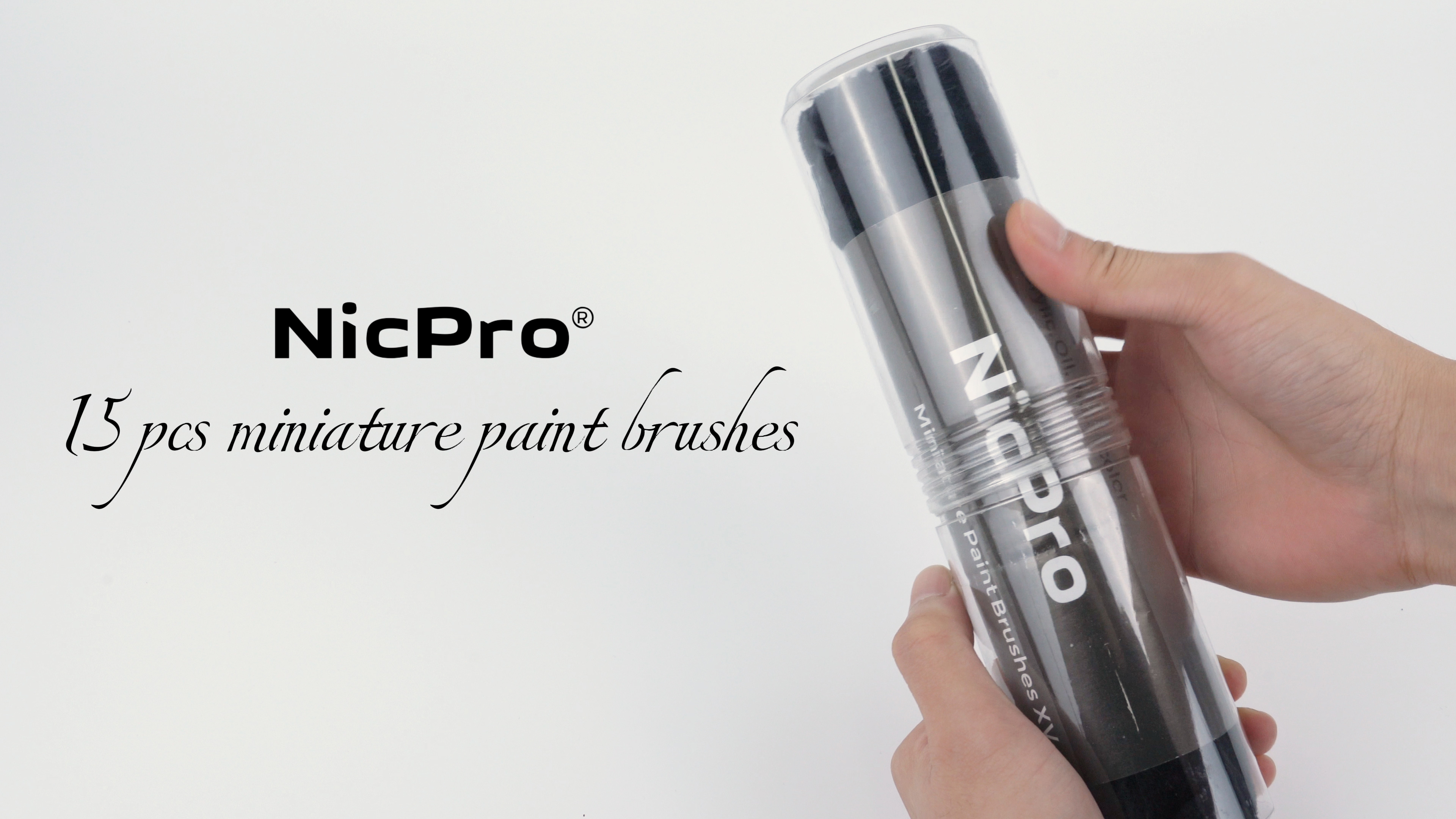 thumbnail video image 2 of Nicpro Micro Detail Paint Brush Set,15 PCS Black Small Professional Miniature Fine Detail Brushes for Watercolor Oil Acrylic, Craft Models Rock Painting & Paint by Number -Come with Holder Bag, 2 of 8