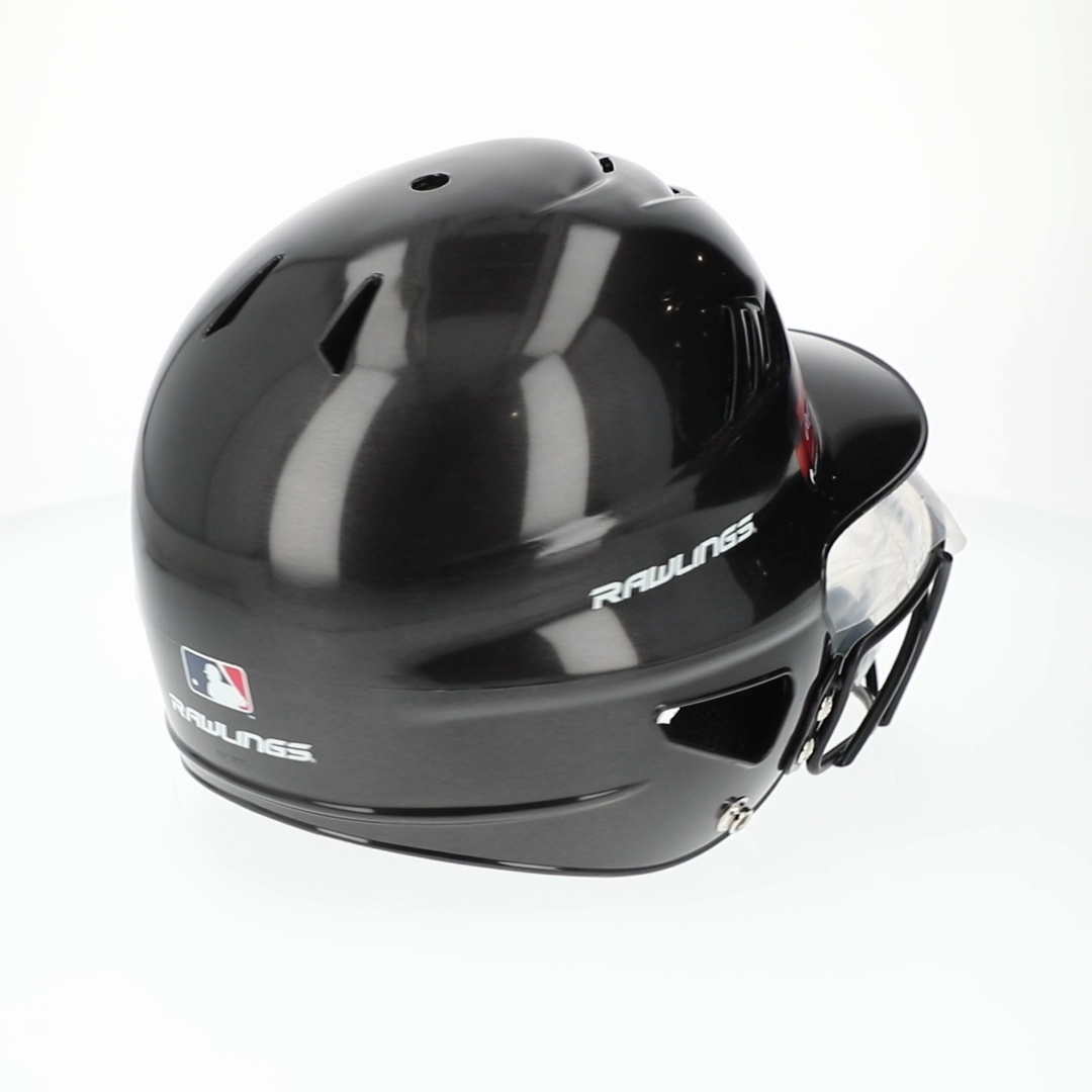 Rawlings Vapor ヘルメット マットブラック Rawlings Vapor Molded Youth Batting Helmet With Face Guard, Black