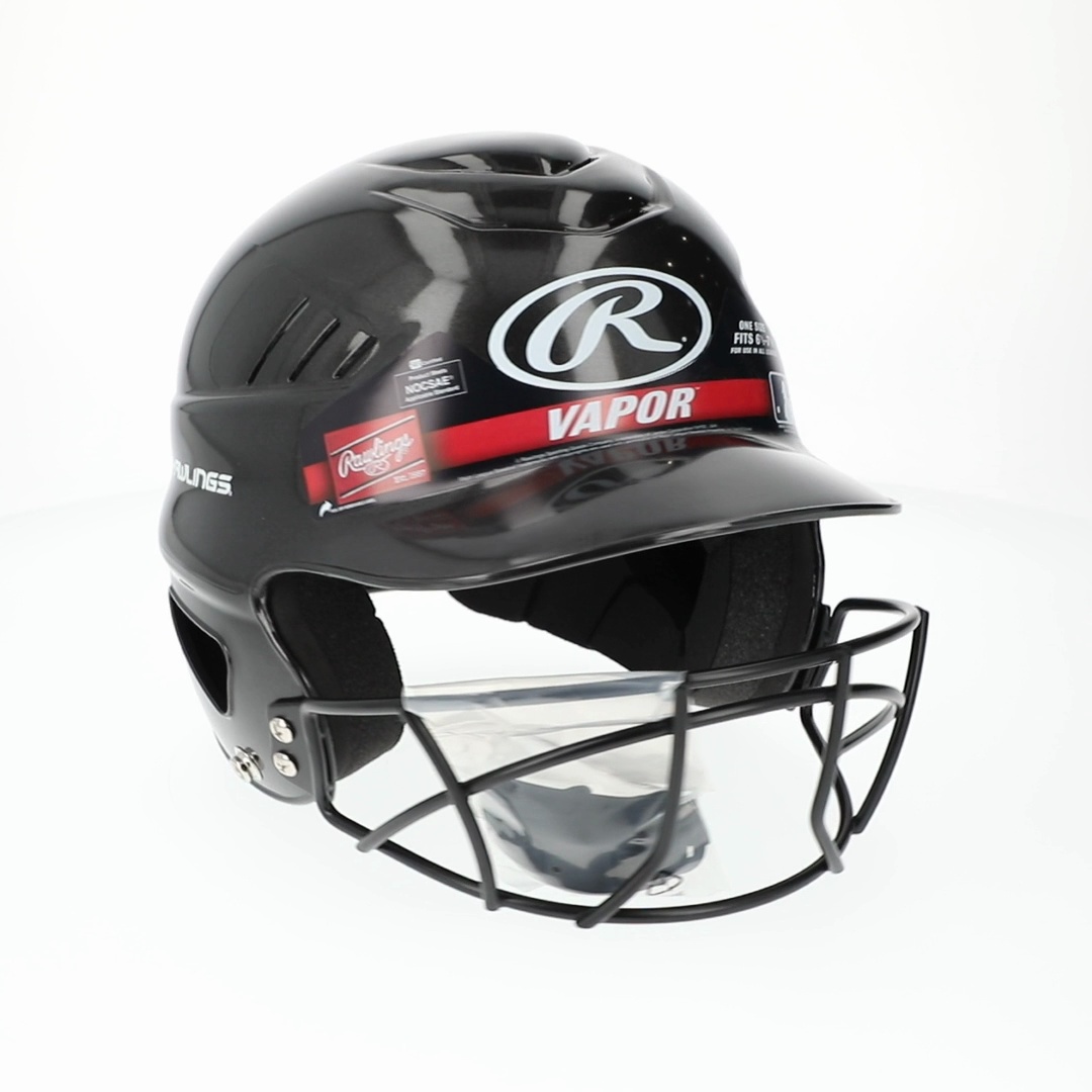 Rawlings Vapor Molded Youth Batting Helmet With Face Guard, Black