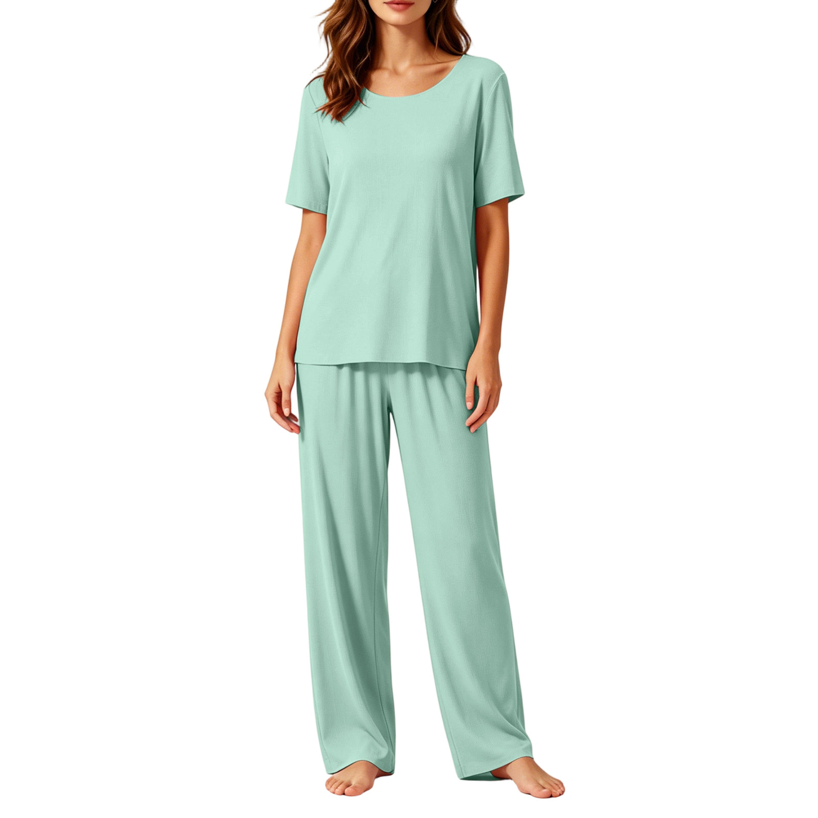 thumbnail video image 2 of RoamHome Pajamas for Women Set 2 Piece Comfy Pjs Sleepwear, Short Sleeve Top & Long Pants Lounge Set, 2 of 8