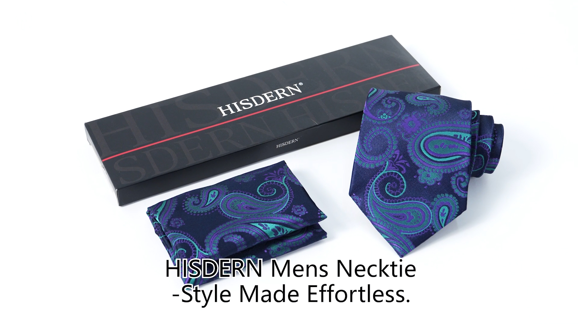 thumbnail video image 2 of HISDERN Ties for Men Paisley Tie and Pocket Square Woven Classic Floral Mens Necktie Handkerchief Set, 2 of 15