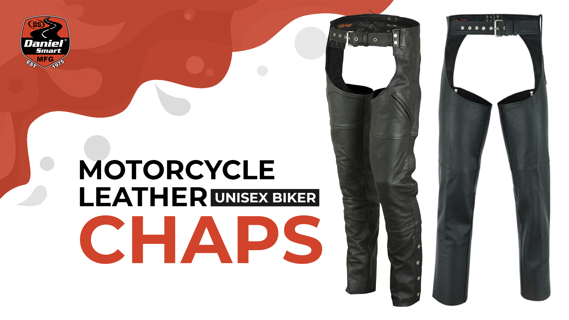 thumbnail video image 2 of Daniel Smart Motorcycle Economy Leather Chaps All Season Unisex Biker Assless Chaps with Customizable fit and Carry Pockets, 2 of 7