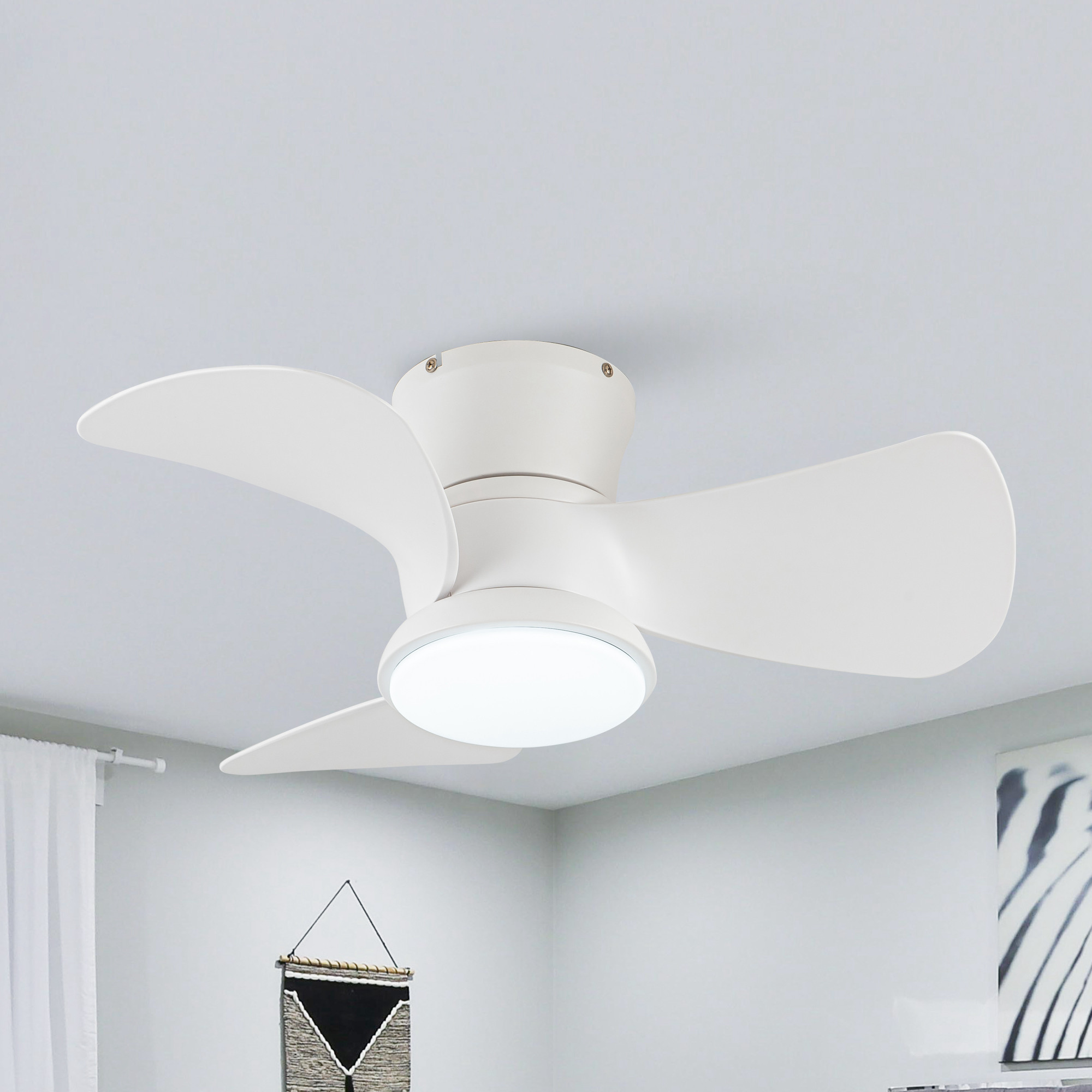 thumbnail video image 2 of Parrot Uncle Low Profile Ceiling Fans with Remote Control, 30" Quiet Ceiling Fan with LED Light for Bedroom Patio,Dimmable, Reversible DC Motor, 2 of 10