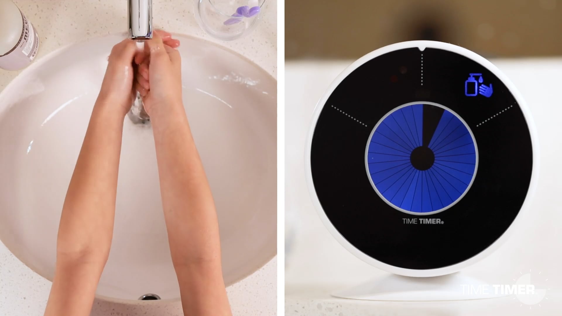 thumbnail video image 2 of Time Timer WASH - Touchless Bathroom Timer - 30 Second Visual Timer (Suction Cup Included), 2 of 6