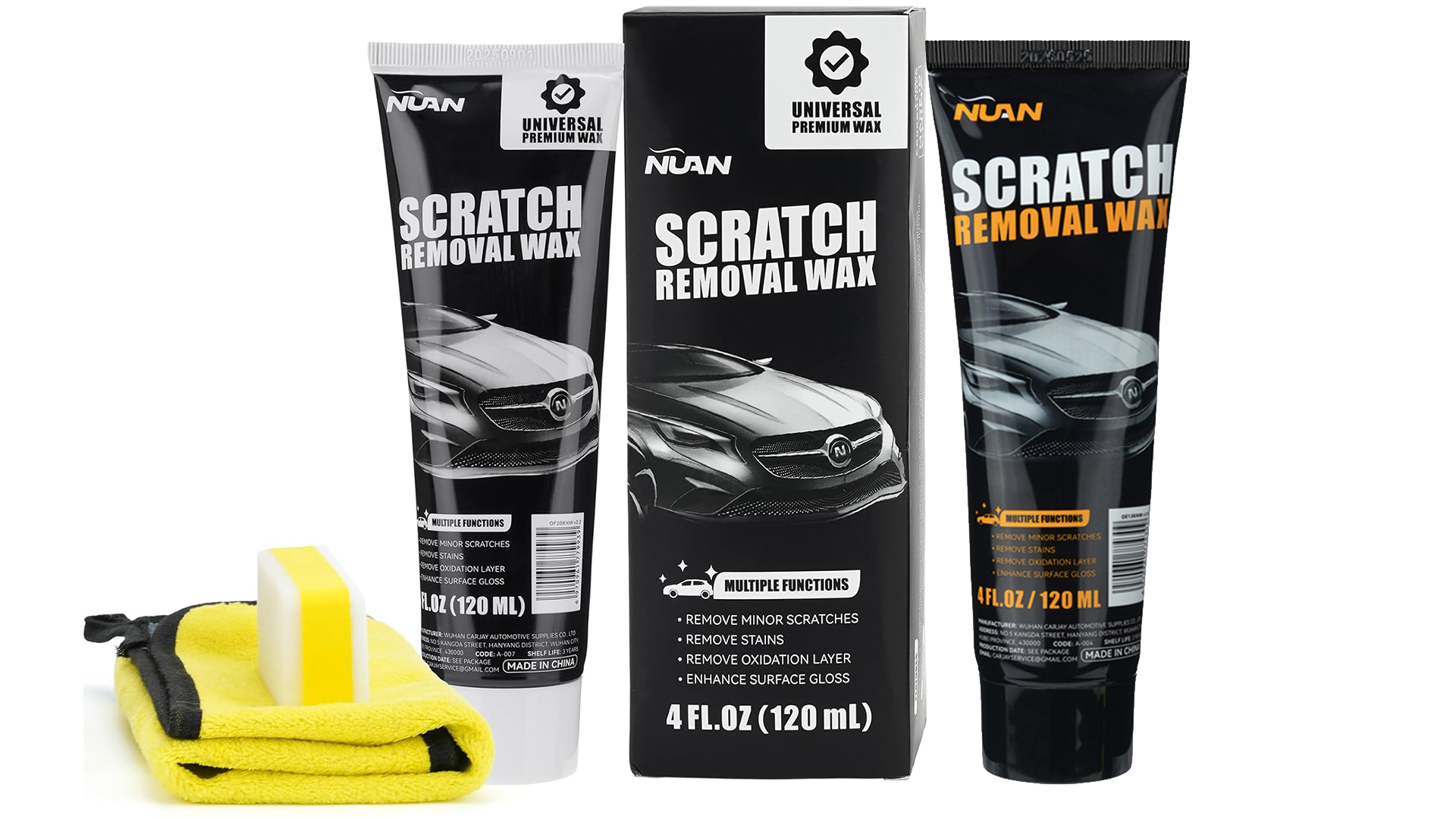 thumbnail video image 2 of SZZD Car Scratch Remover Wax, Universal Premium Polishing Compound for Deep Scratches, Car Paint Scratch Repair, 4 fl oz (120 ML), with Sponge and Cloth, White, 2 of 8