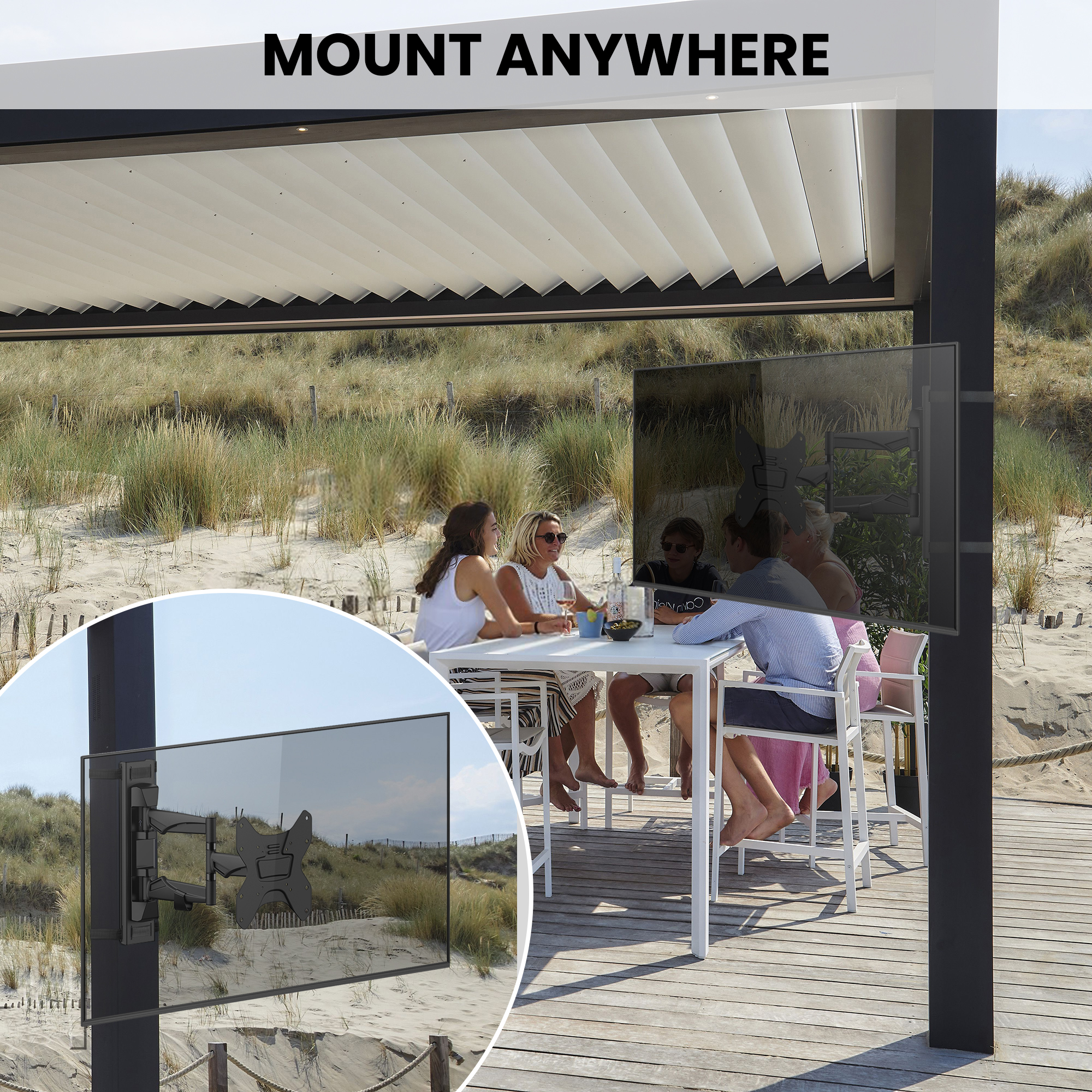 thumbnail video image 2 of ZeboZap No Drill Gazebo TV Mount for up to 50" TV | 66lbs | Full Motion, 2 of 13