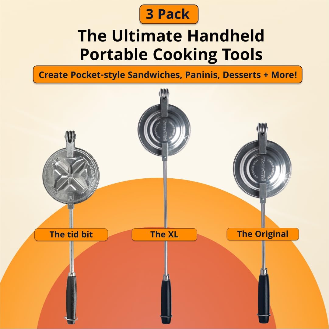 thumbnail video image 2 of Toas-Tite Pie Iron, The Original 1945 Hot Pocket-Style Sandwich Grill for stove, Silver, Easy to Clean, 2 of 10