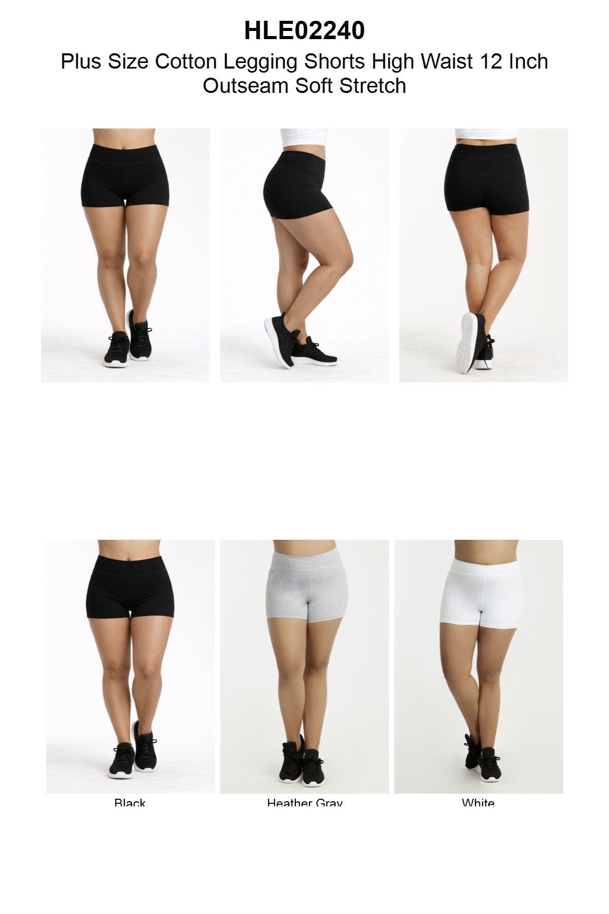 thumbnail video image 2 of Women's Plus Size Cotton Legging Shorts High Waist 12 Inch Outseam Soft Stretch, 2 of 4