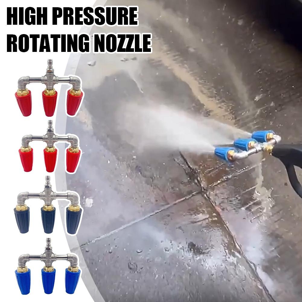 thumbnail video image 2 of 3-in-1 Triple Turbo Nozzle for Pressure Washer, 4000 PSI Rotating High Pressure Cleaner Tip with 1/4" Quick Connect, Professional Lotus Nozzle for Deck & Floor, 2 of 6
