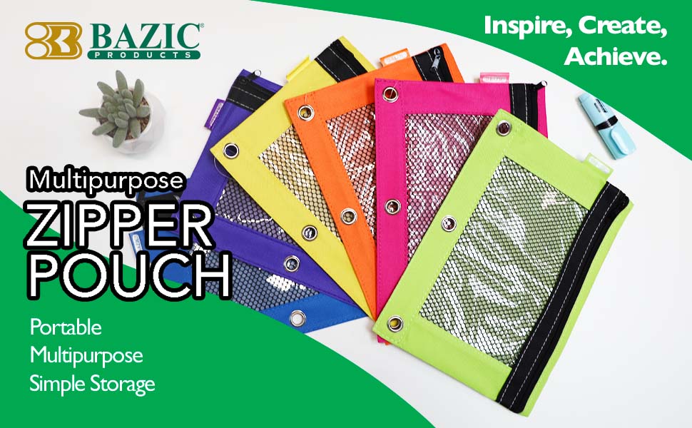 thumbnail video image 2 of BAZIC Pencil Pouch 3 Ring Binder Pouch w/ Rivet Enforced Rings Holes, 144-Pack, 2 of 6