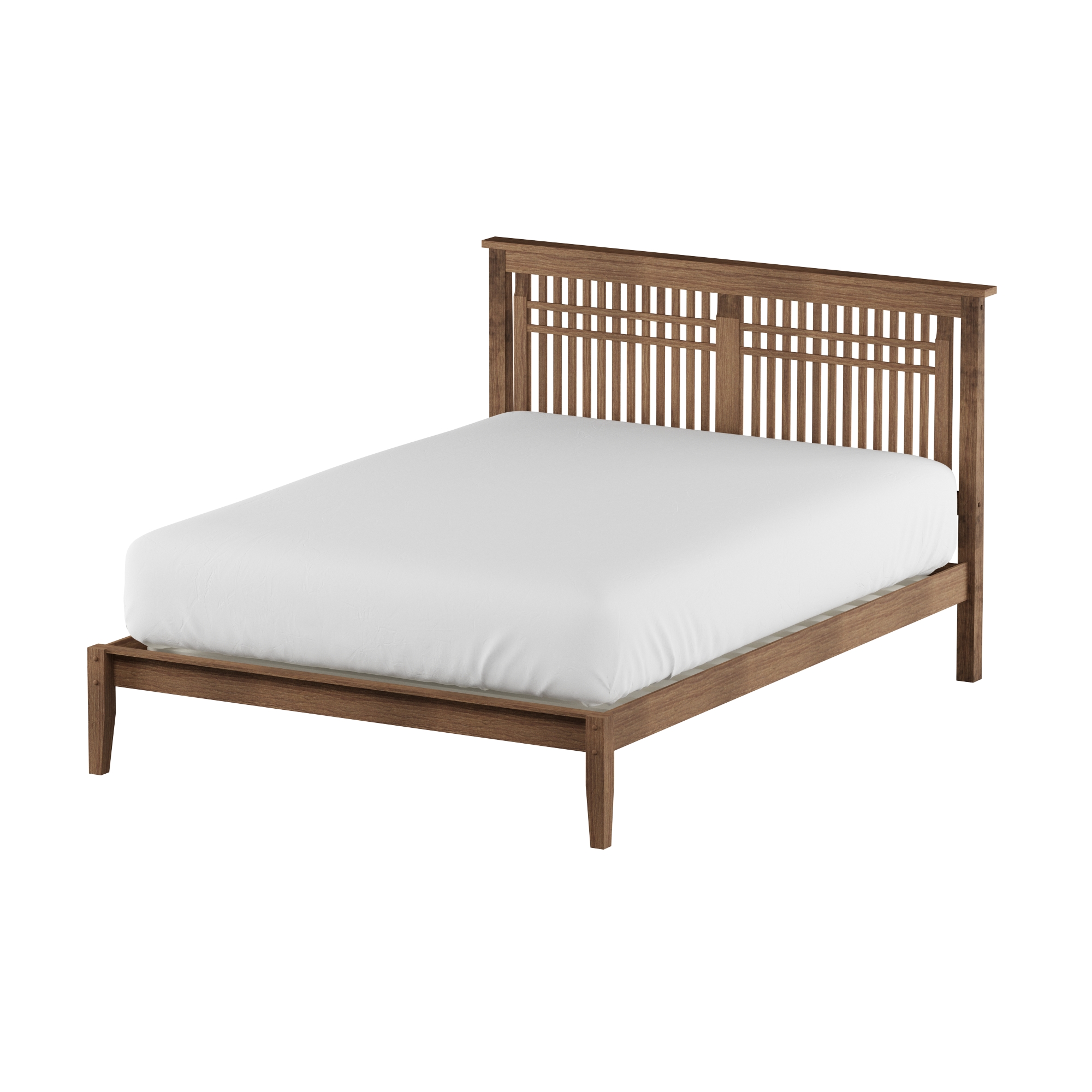 Baxton Studio Loafey Solid Walnut Window Pane Style Platform Bed