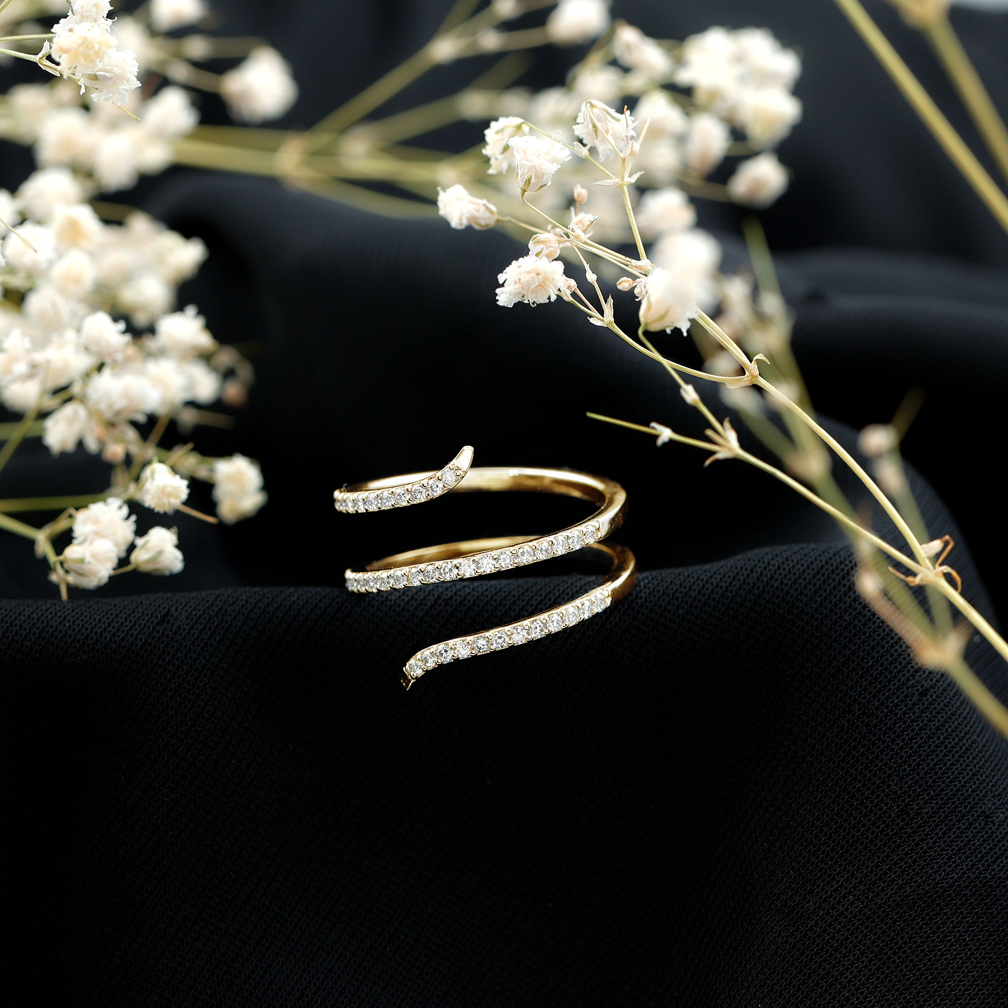 thumbnail video image 2 of Rosec Jewels Certified Lab Created Diamond Wrap Ring for Women - Cocktail Ring - EF-VS Quality - Ready to Gift, 18K White Gold, US 9.00, 2 of 8