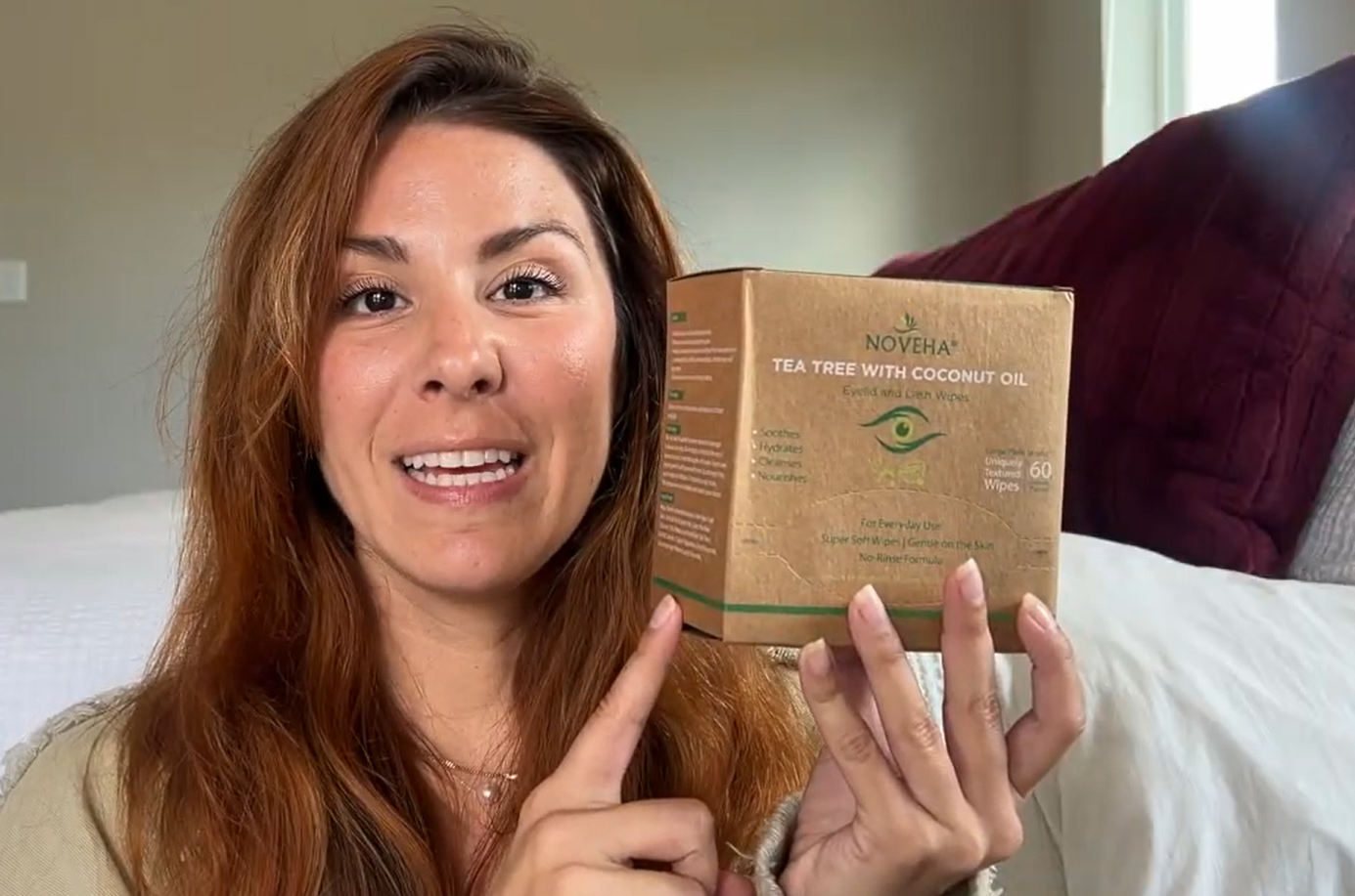 thumbnail video image 2 of NOVEHA 60PCs Tea Tree & Coconut Oil Eyelid & Lash Wipes For Demodex, Blepharitis & Itchy Eyes, Eyelash Wipes With Aloe Vera, Daily Eye Cleanser, 2 of 8