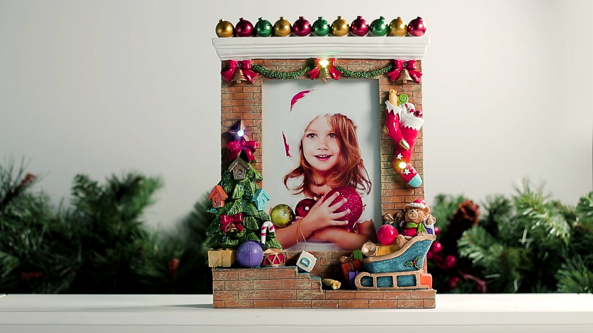 thumbnail video image 2 of Fine Photo Gifts Light up 5x7 Christmas Resin Single Picture Frame, 2 of 6