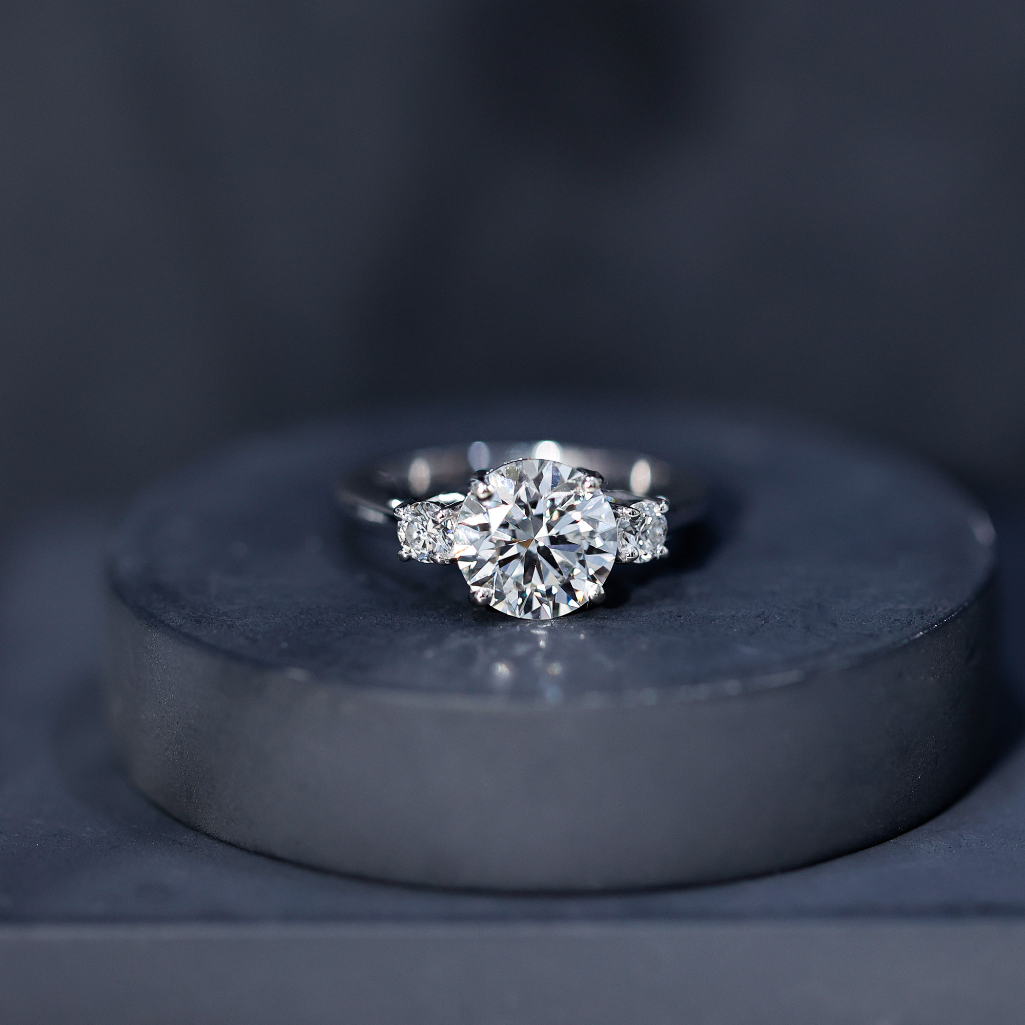 thumbnail video image 2 of Rosec Jewels Lab Created Diamond 3 Stone Engagement Ring for Women - IGI Certified - E-VS1 Quality - with Jewelry Box, 925 Sterling Silver, US 4.00, 2 of 9