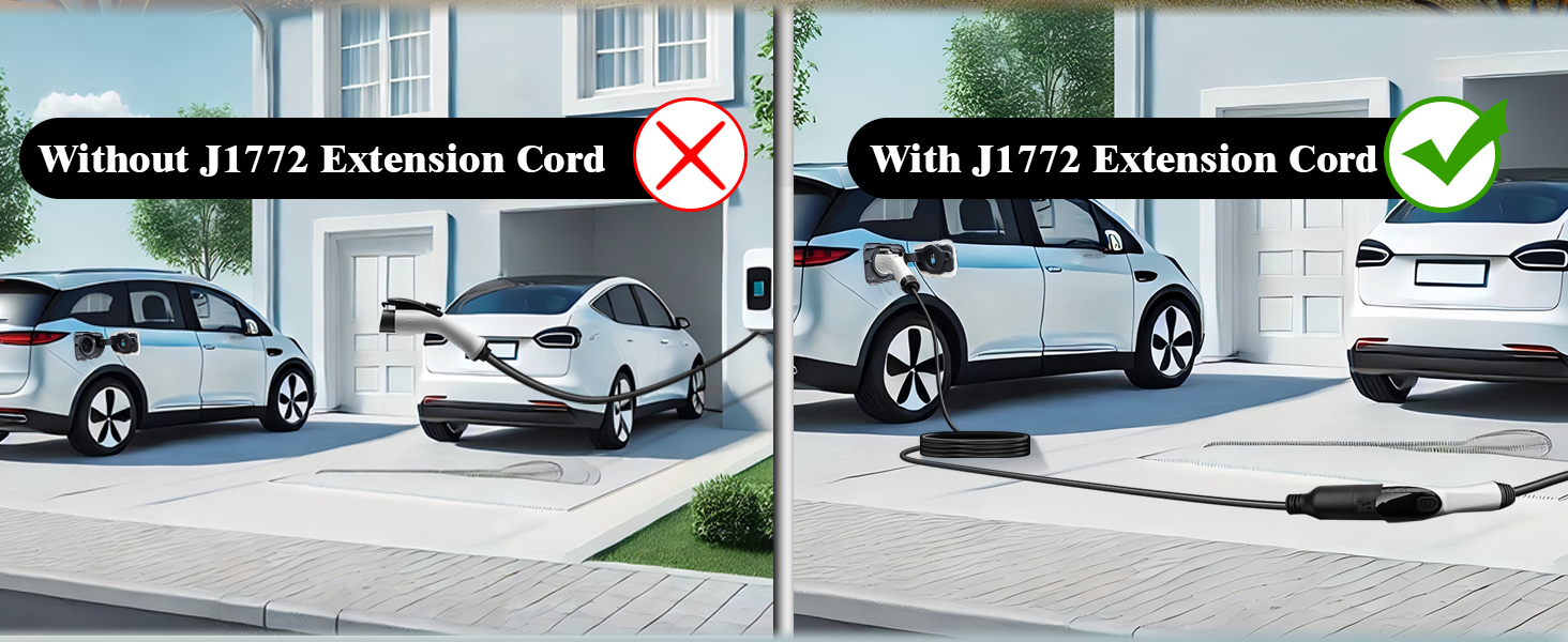 thumbnail video image 2 of 48A 25ft J1772 EV Extension Cord,J1772 Extension Cord Compatible with All SAE J1772 Chargers, Suitable for J1772 EVs/PHEVs, 2 of 7