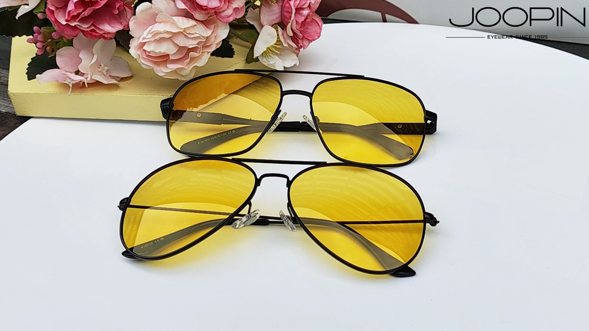 thumbnail video image 2 of Joopin Night Vision Glasses for Men Women Classic Aviation UV Protection Glasses for Driving, 2 of 7