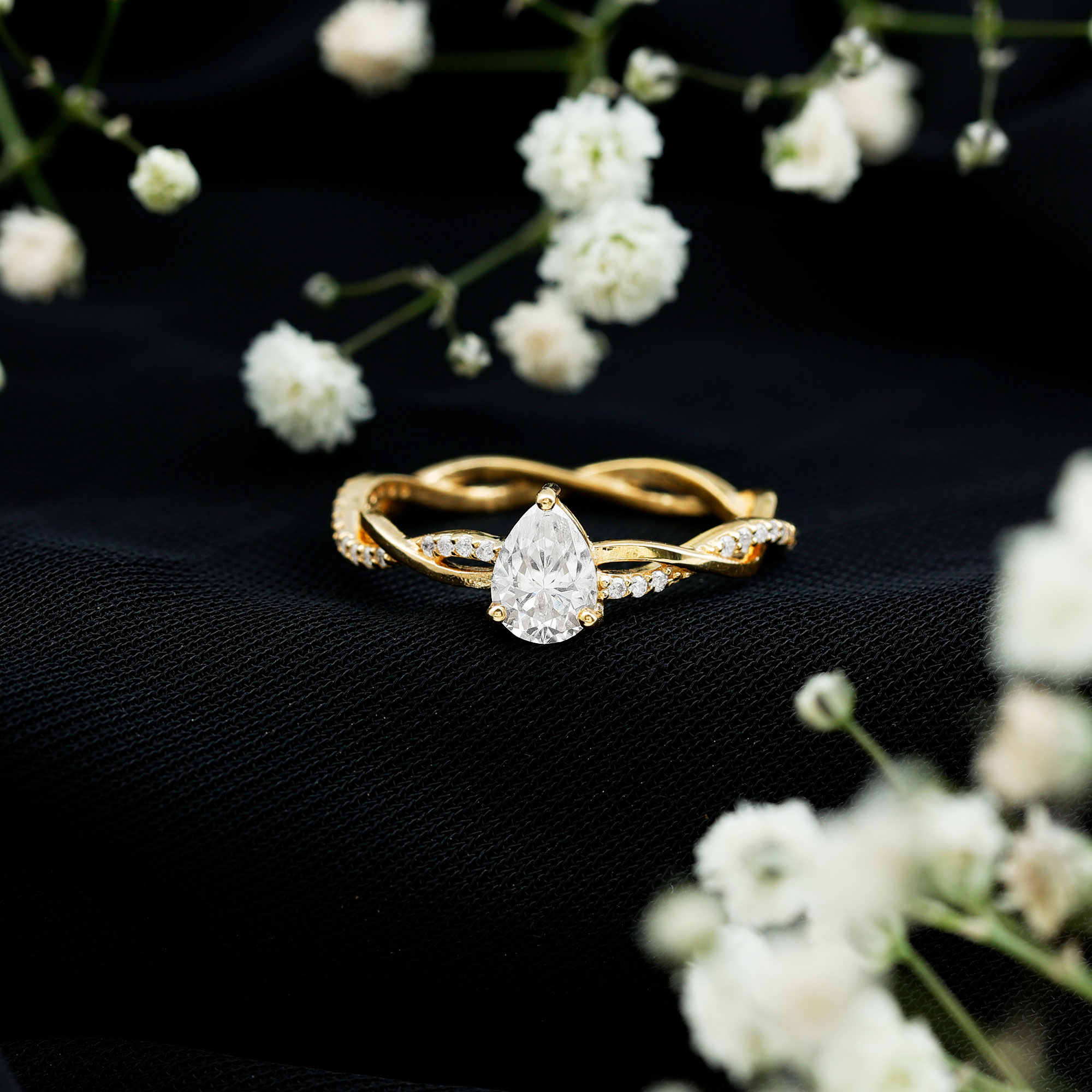 thumbnail video image 2 of Rosec Jewels Lab Grown Diamond Teardrop Engagement Ring - 5X7 MM - EF-VS Quality, 14K White Gold, US 6.50, 2 of 9