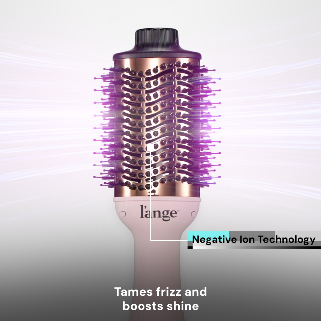 thumbnail video image 2 of L'ange Hair Le Volume 2-in-1 Titanium Blow Dryer Brush Blush Hot Air Brush with Oval Barrel, 2 of 9