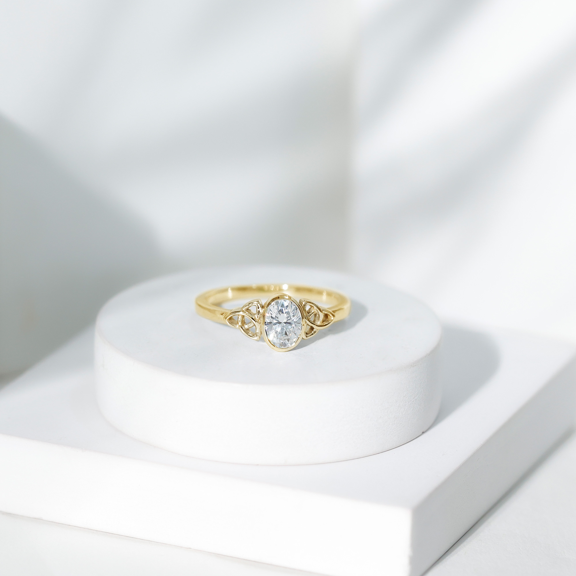 thumbnail video image 2 of Rosec Jewels Oval Engagement Ring with Lab Diamond - 5X7 MM - EF-VS Grade Celtic Knot Ring, 18K Yellow Gold, US 9.50, 2 of 9