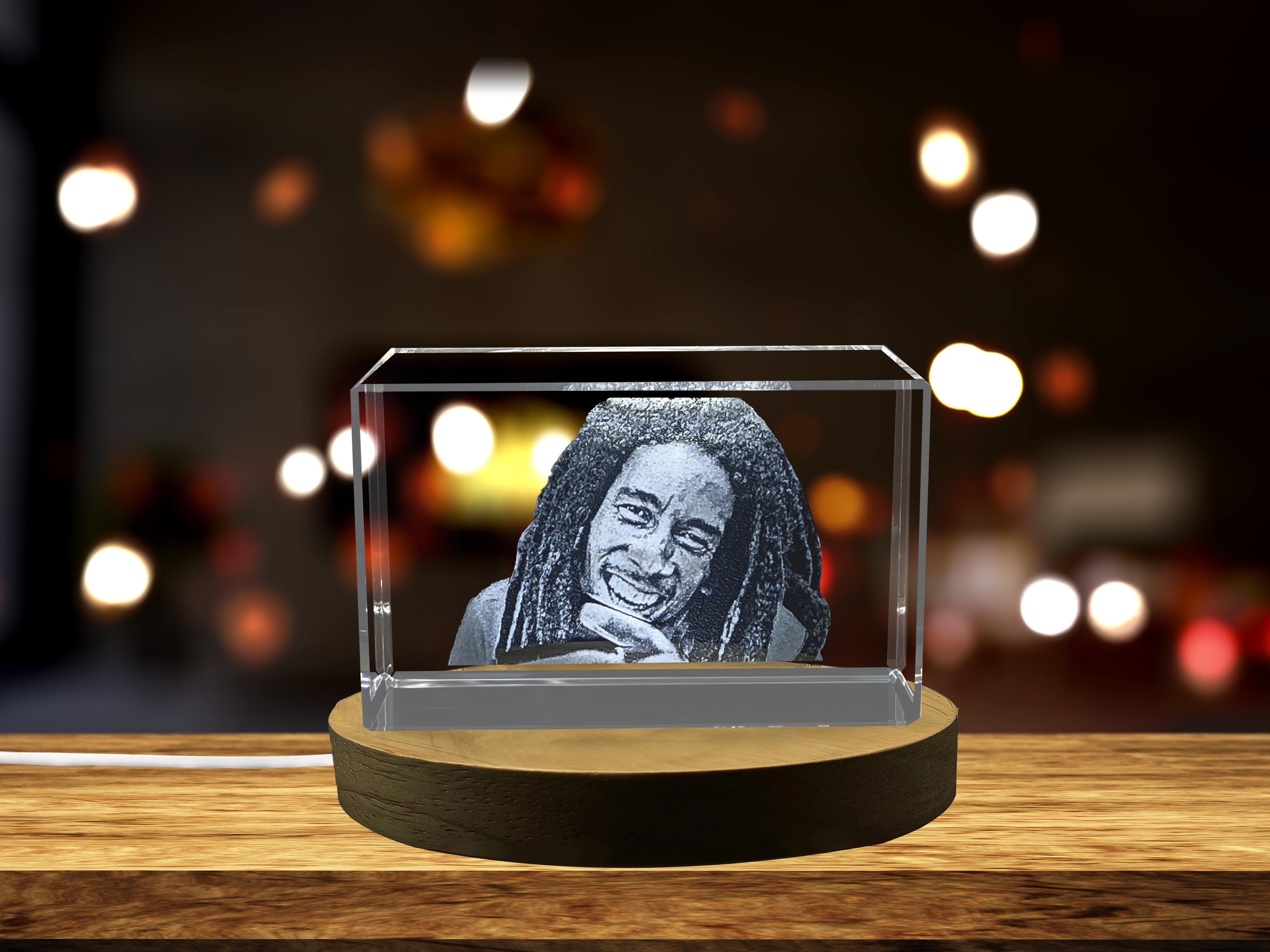 thumbnail video image 2 of Bob Marley - A Reggae Legend Immortalized in 3D Engraved Crystal, 2 of 7