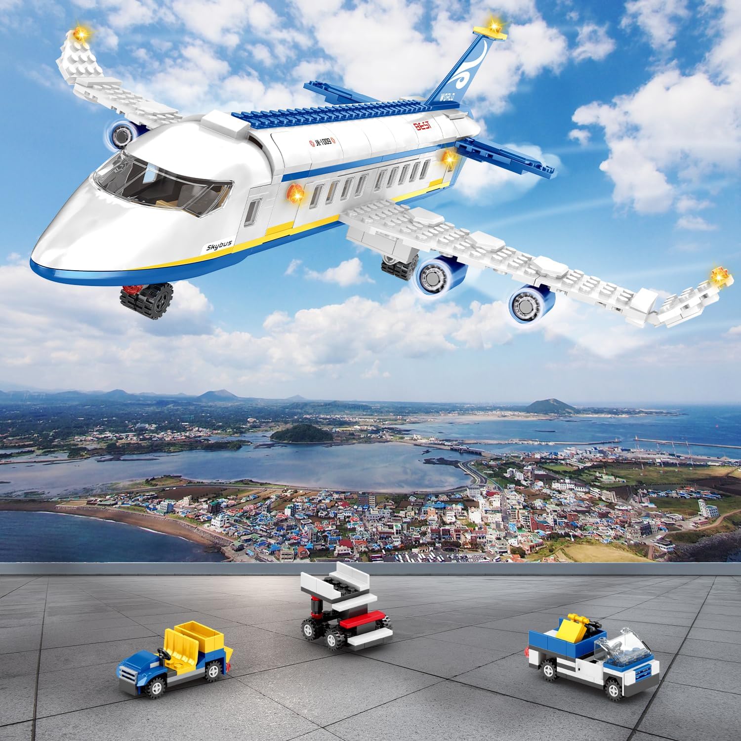 City-Airport Passenger-Plane Building Block Set with Airport Terminal ...