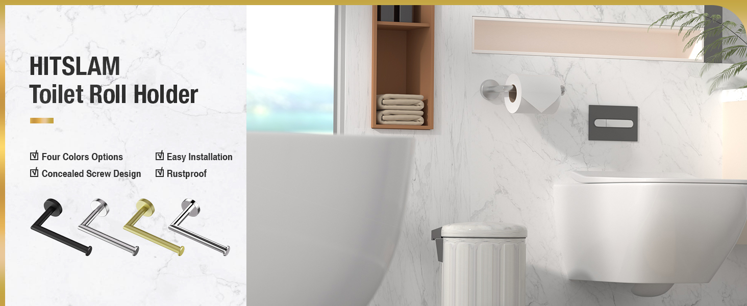 thumbnail video image 2 of HITSLAM Toilet Paper Holder Wall Mount,Brushed Nickel Toilet Paper Roll Holder for Bathroom, 2 of 10