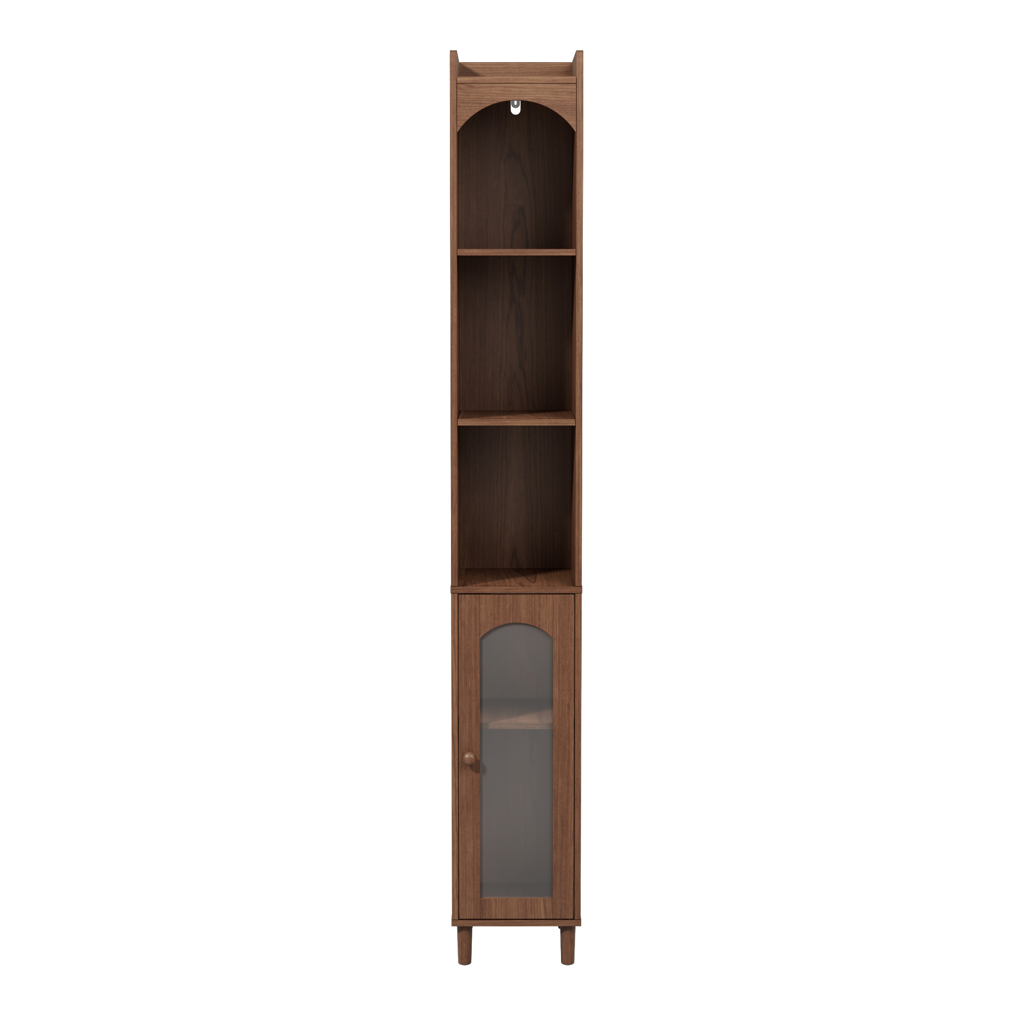 thumbnail video image 2 of Tall Narrow Bathroom Storage Cabinet, 68.9" Freestanding Slim Bathroom Linen Cabinet with Open Shelves & Door, Walnut, 2 of 9