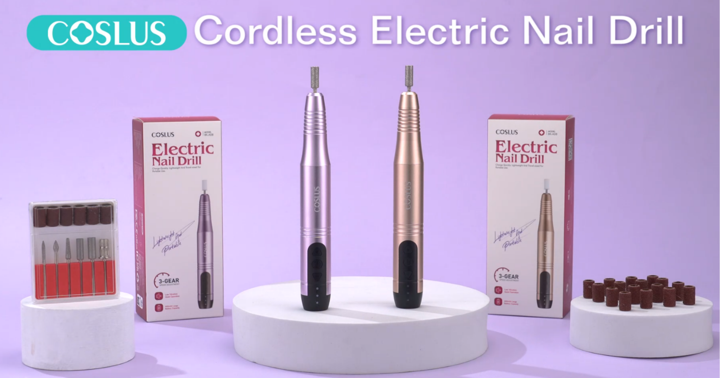 thumbnail video image 2 of COSLUS CX20 Electric Nail Drill File,Professional All-in-One Kit with 6 Bits & Sanding Bands,for Acrylic Gel & Dip Nails,Ideal for Beginners, 2 of 10
