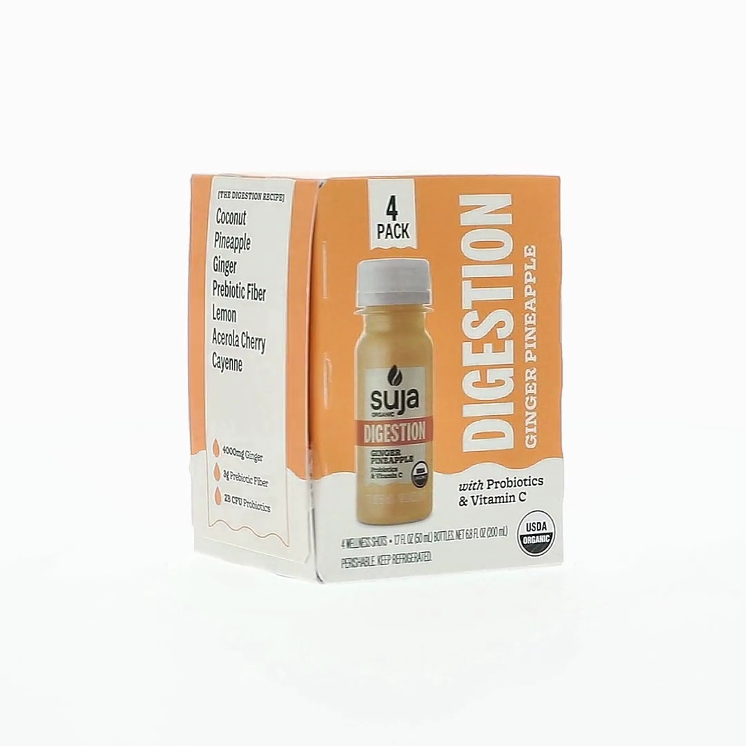 Suja Organic Digestion Wellness Health Shots, 4 Count, 1.7 fl oz