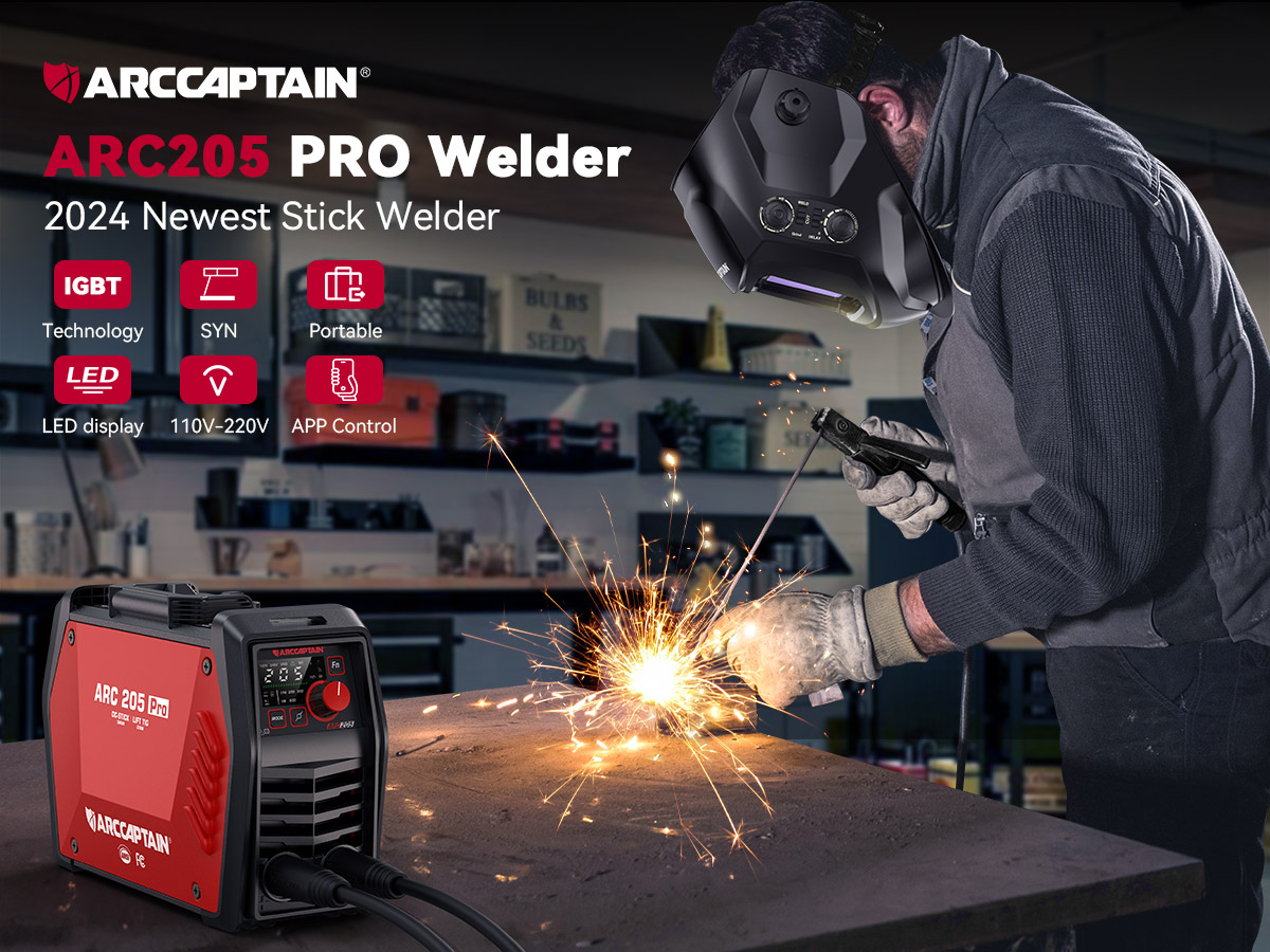 thumbnail video image 2 of ARCCAPTAIN Stick Welder With APP, 205Amp 2-IN-1 MMA /Lift TIG Welding Machine, IGBT Inverter 120V/240V MMA Welder, 2 of 10