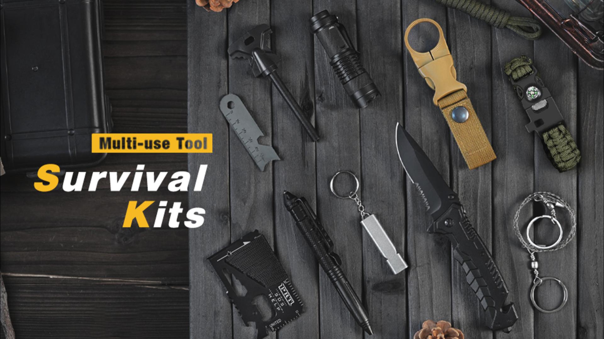 thumbnail video image 2 of TEIPUERY Survival Kits 57 Pcs,Emergency Survival Gear Tools for Outdoor Camping, Hiking,Gifts for Men Dad Husband Teenage Boy, 2 of 9