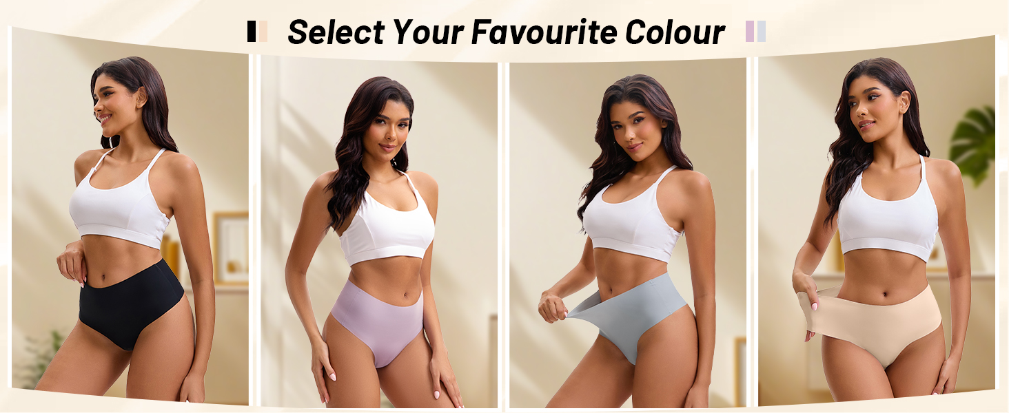 thumbnail video image 2 of OEIOEI Seamless Thongs for Women High Waisted Ladies Underwear No Show Panties 5 Pack(L,Soft), 2 of 10