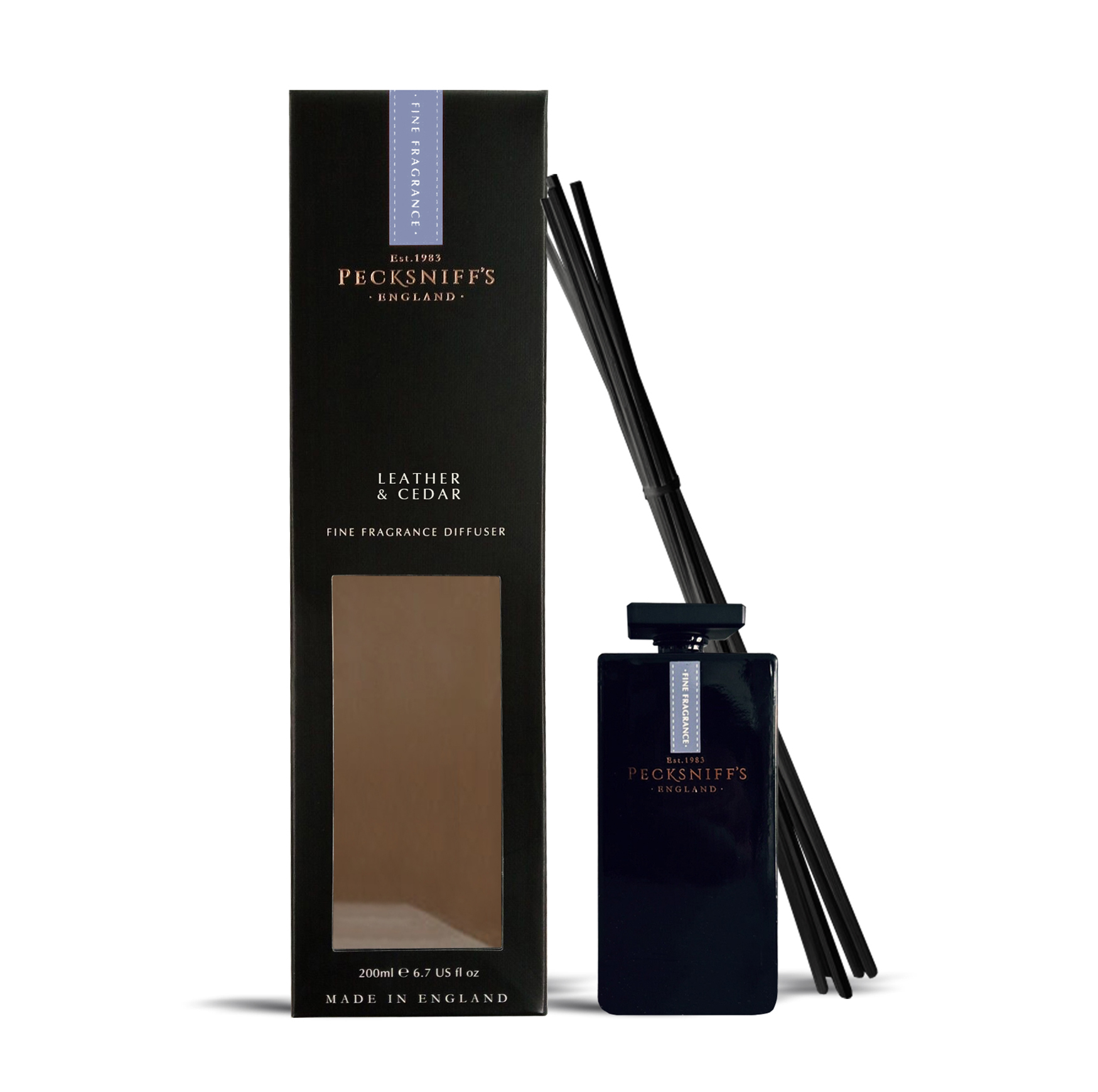 thumbnail video image 2 of Pecksniffs Leather and Cedar Black Square Diffuser | 200ml/6.76 Fl Oz, 2 of 9