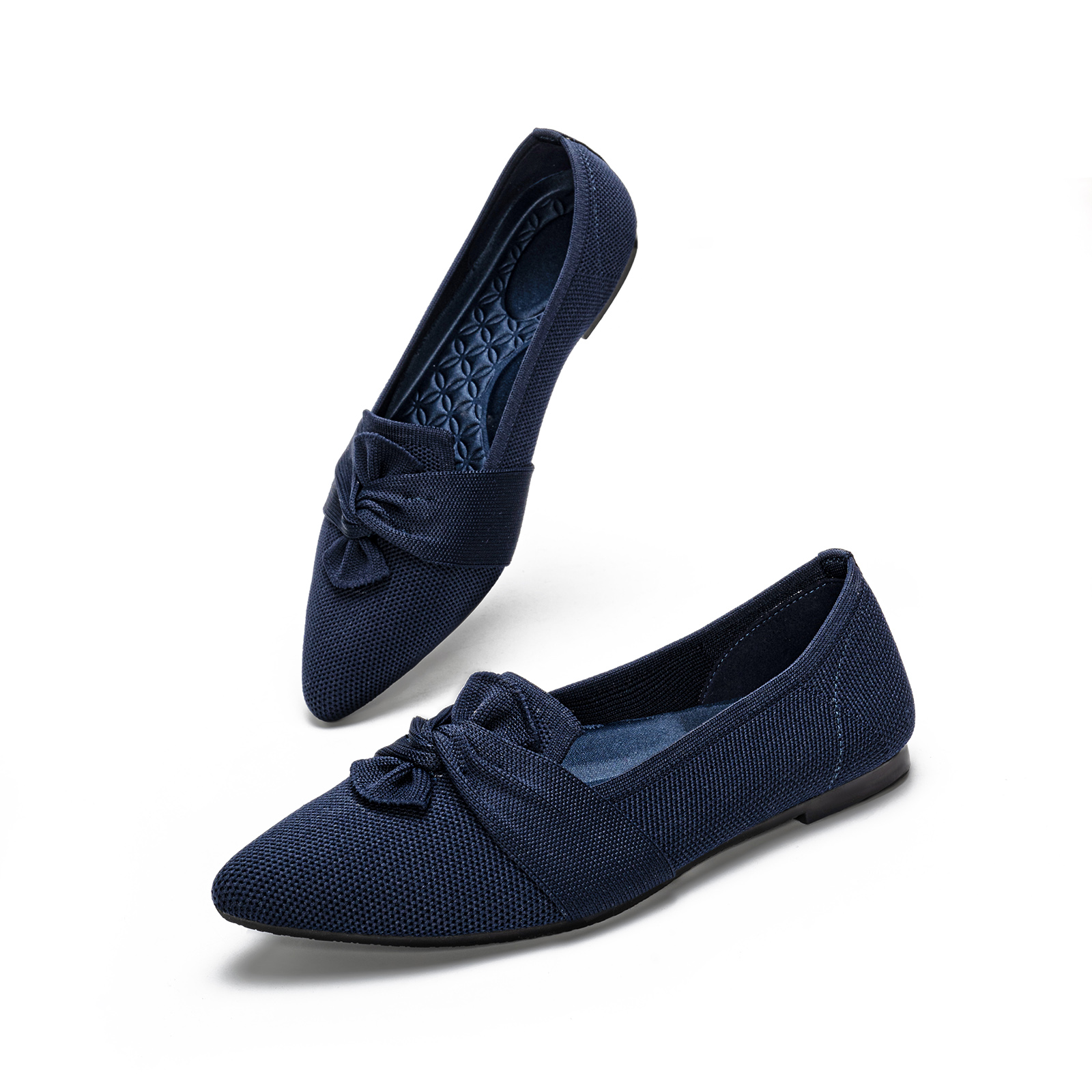 thumbnail video image 2 of LANCROP Women's Pointed Toe Mesh Ballet Flats Low Heel Wedding Flats Shoes with Bow, 2 of 13