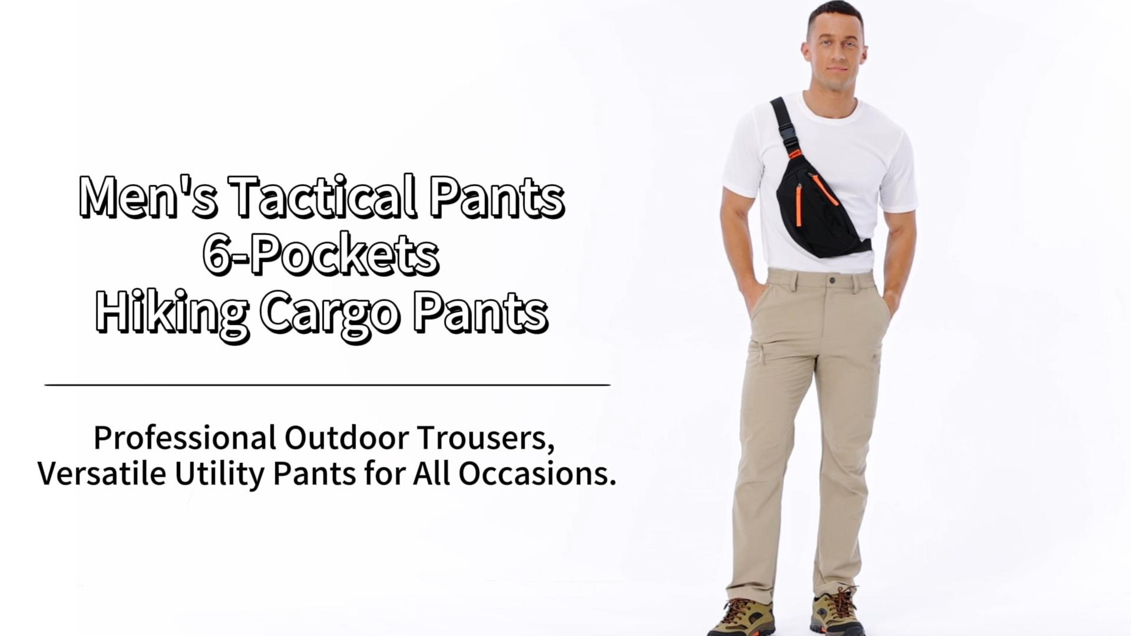 thumbnail video image 2 of KEFITEVD Men's Tactical Cargo Pants Quick Dry Water Resistant Lightweight Stretch 6 Pockets Outdoor Hiking Pants,Blue Gray,36, 2 of 9