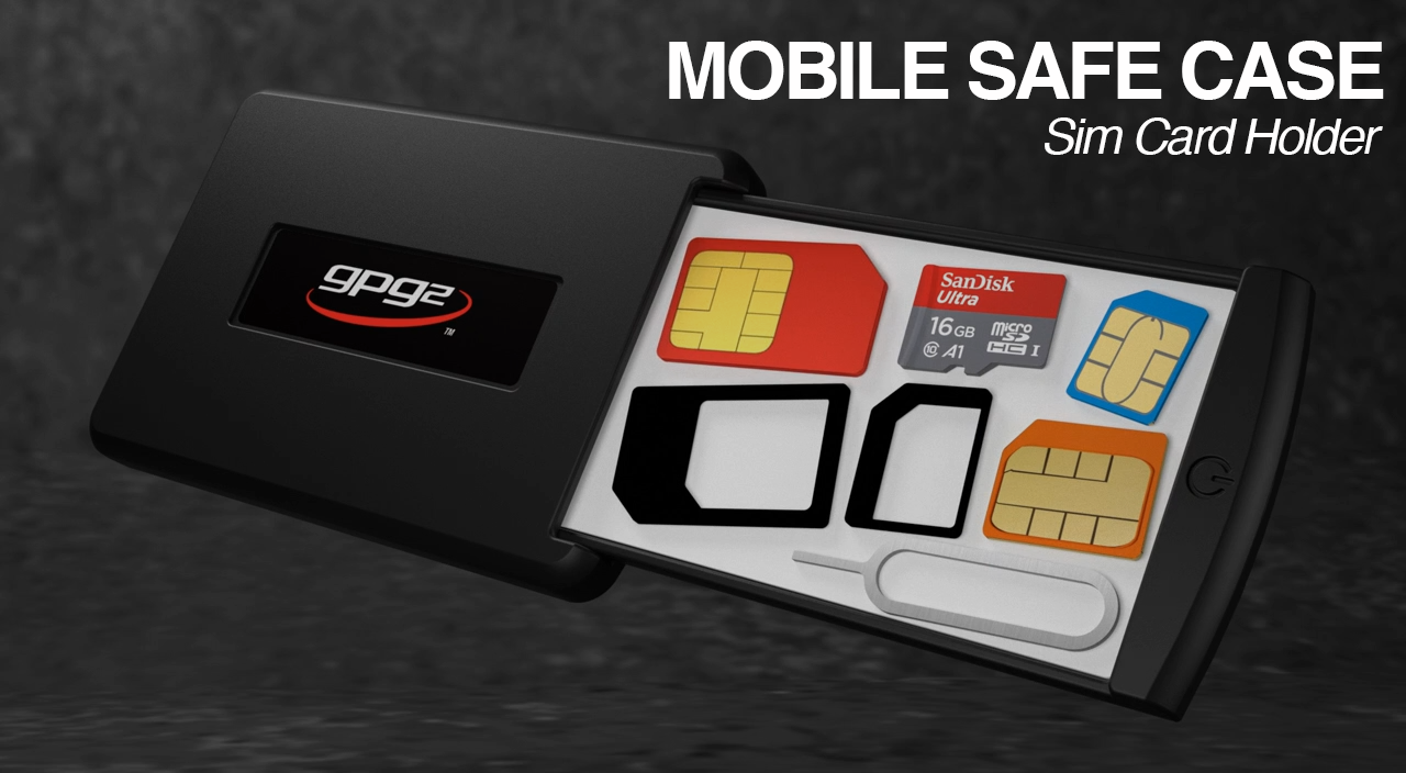 thumbnail video image 2 of Mobile Safe Case - Sim Card Holder Case - Safe Travel for All Your SIM Cards, Micro SD Cards, and Mobile Tools. Sim Card Converter Kit Included, 2 of 7