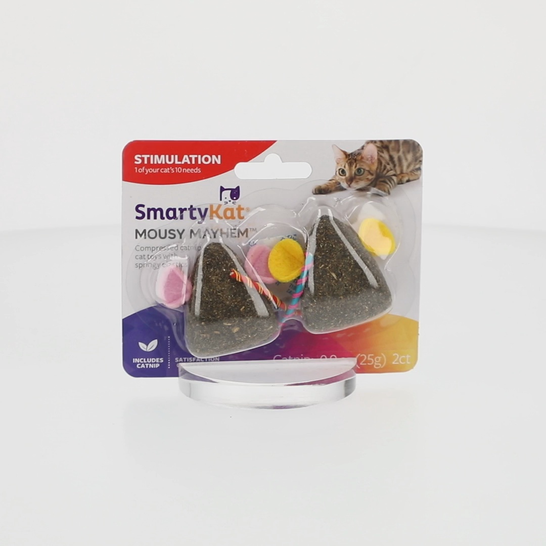SmartyKat Mousy Mayhem 2-Piece Compressed Catnip Mice Cat Toys