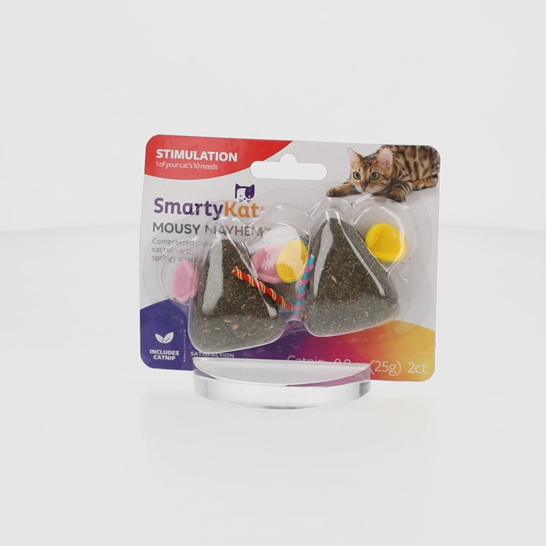 SmartyKat Mousy Mayhem 2-Piece Compressed Catnip Mice Cat Toys