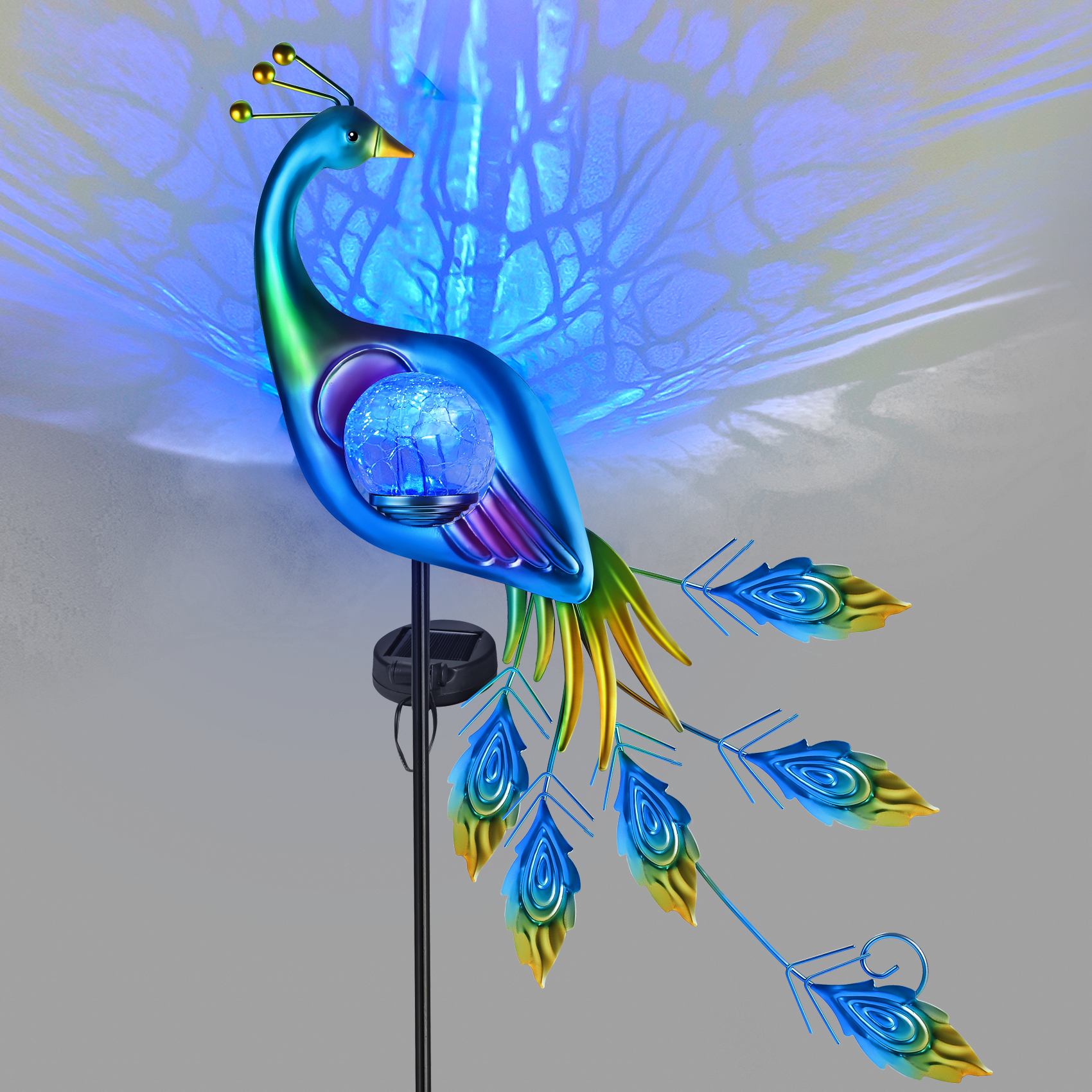 thumbnail video image 2 of Great Sun 32" Peacock Solar Garden Lights，Solar Peacocks Garden Decor, Outdoor Stake Lights Waterproof,Landscape with Crackle Glass Ball for Yard Patio Pathway, 2 of 7